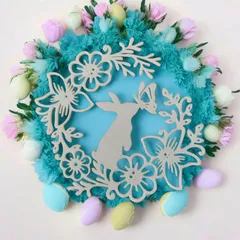 Easter Bunny Flower Silhouette Wall Art