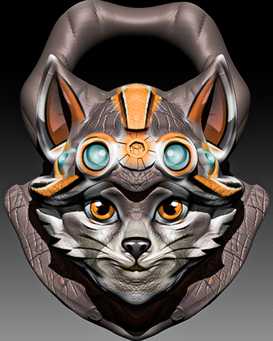 steampunk cat keychain