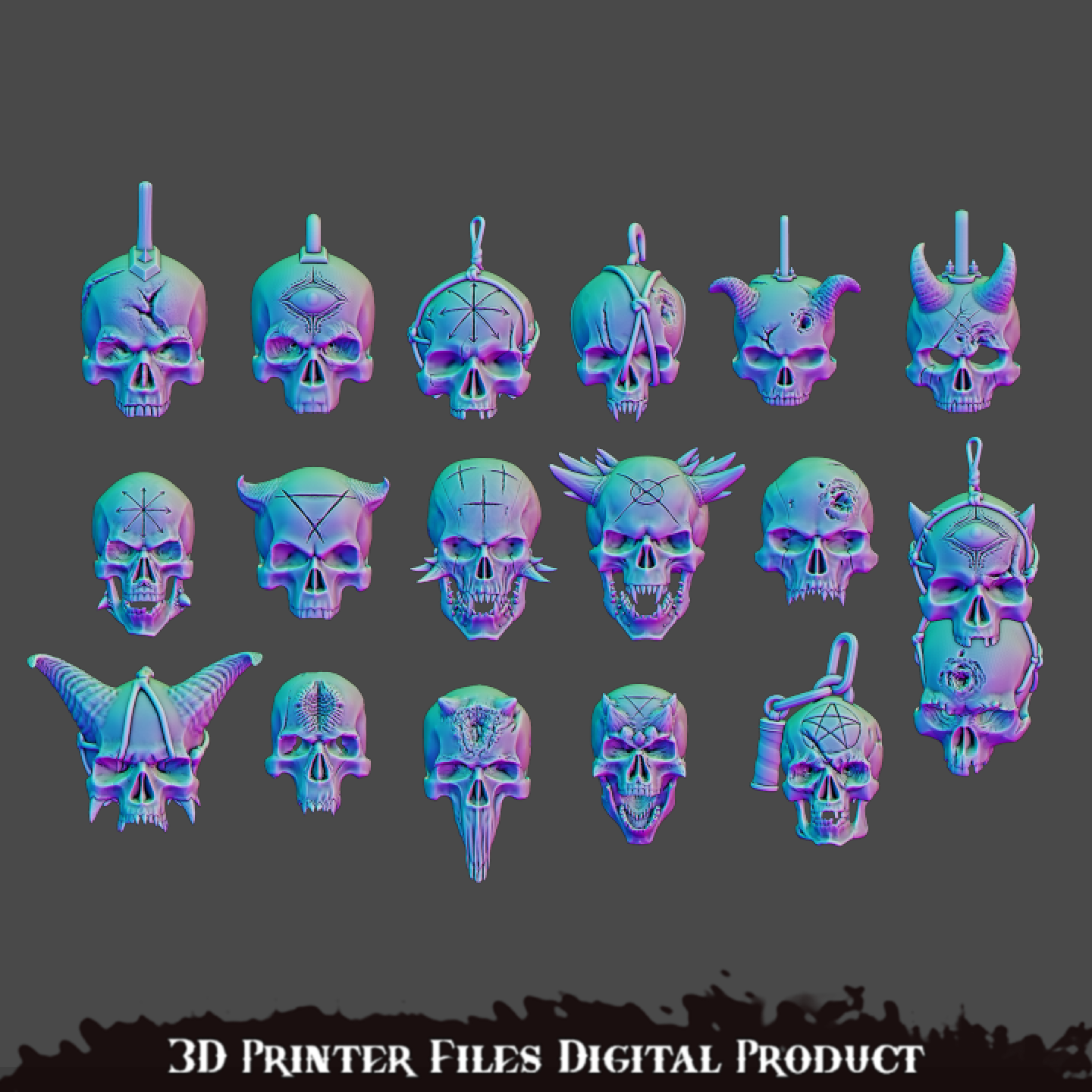 Chaos Space Marines Skulls Set