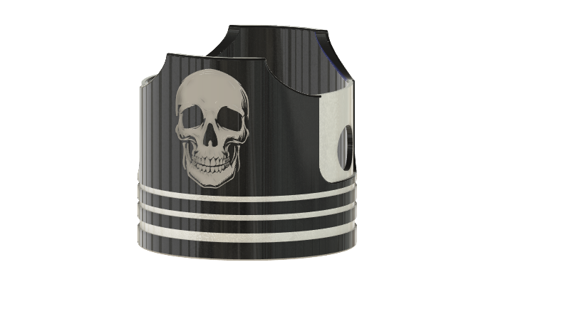Piston with skull emboss
