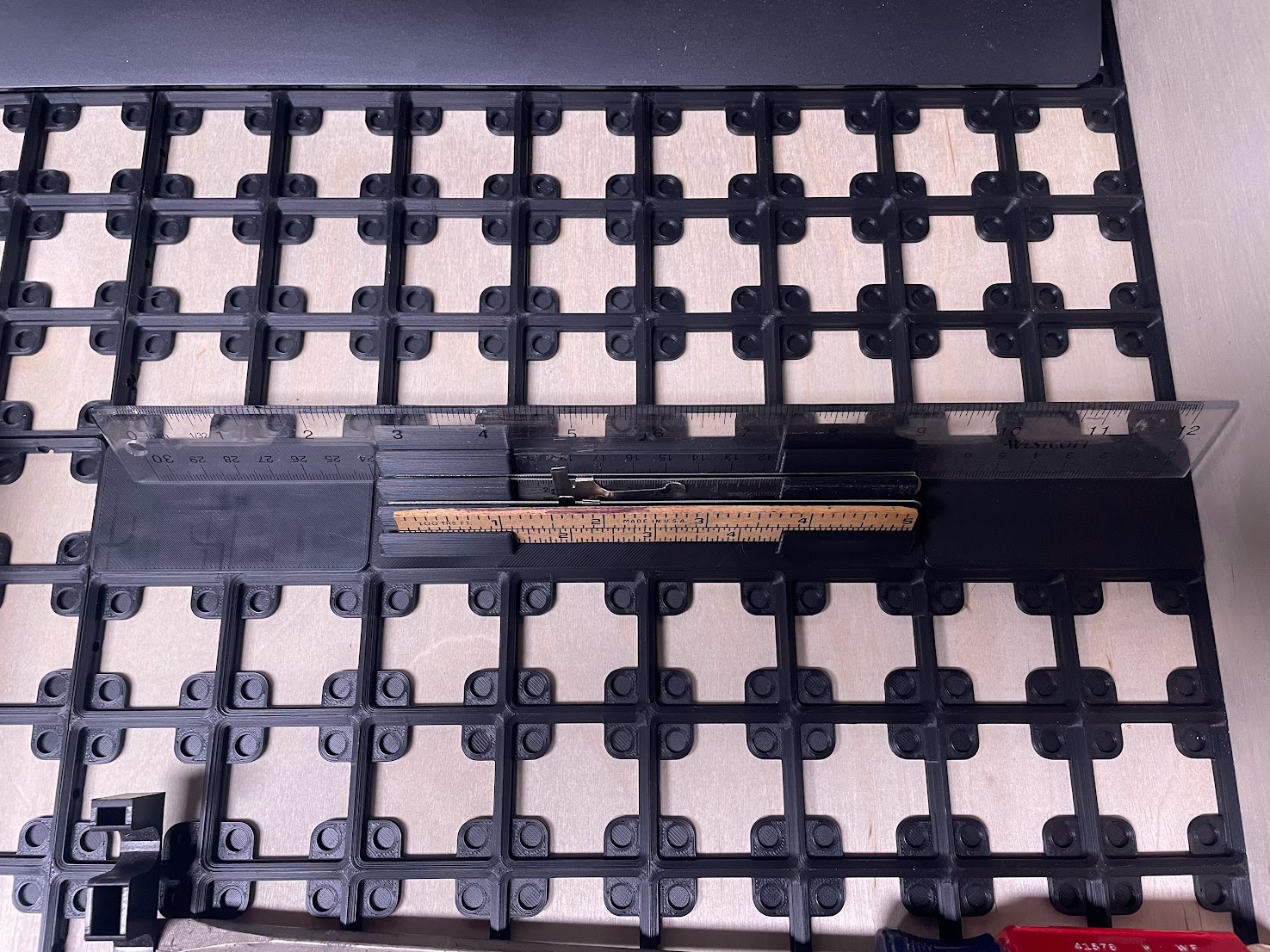 Gridfinity Refined Ruler Holder (1x4 grid, holds 4 rulers <=3mm thick)
