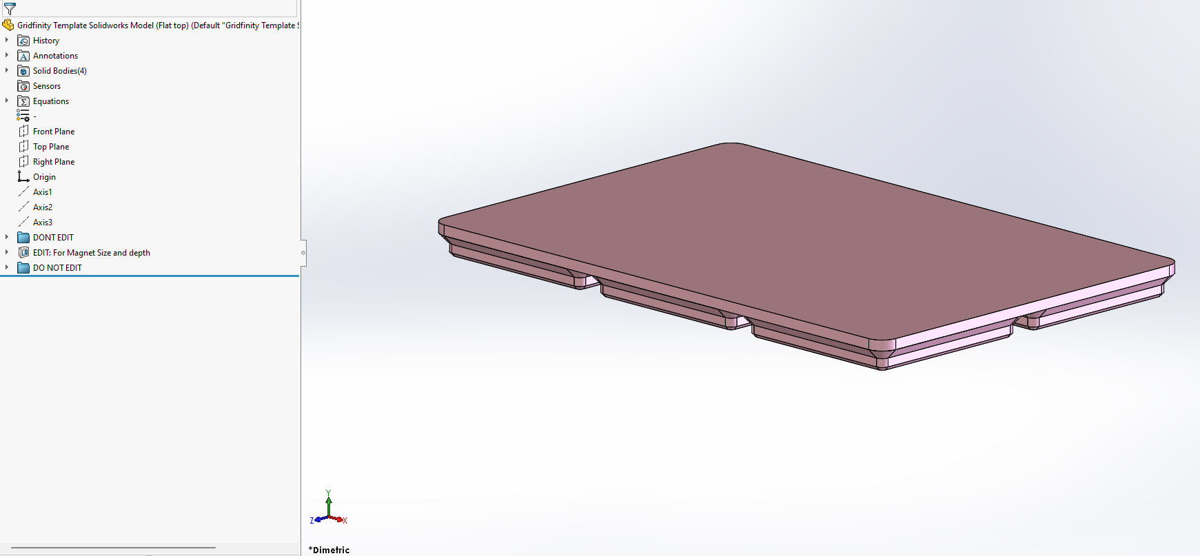 Gridfinity: SolidWorks flat top model