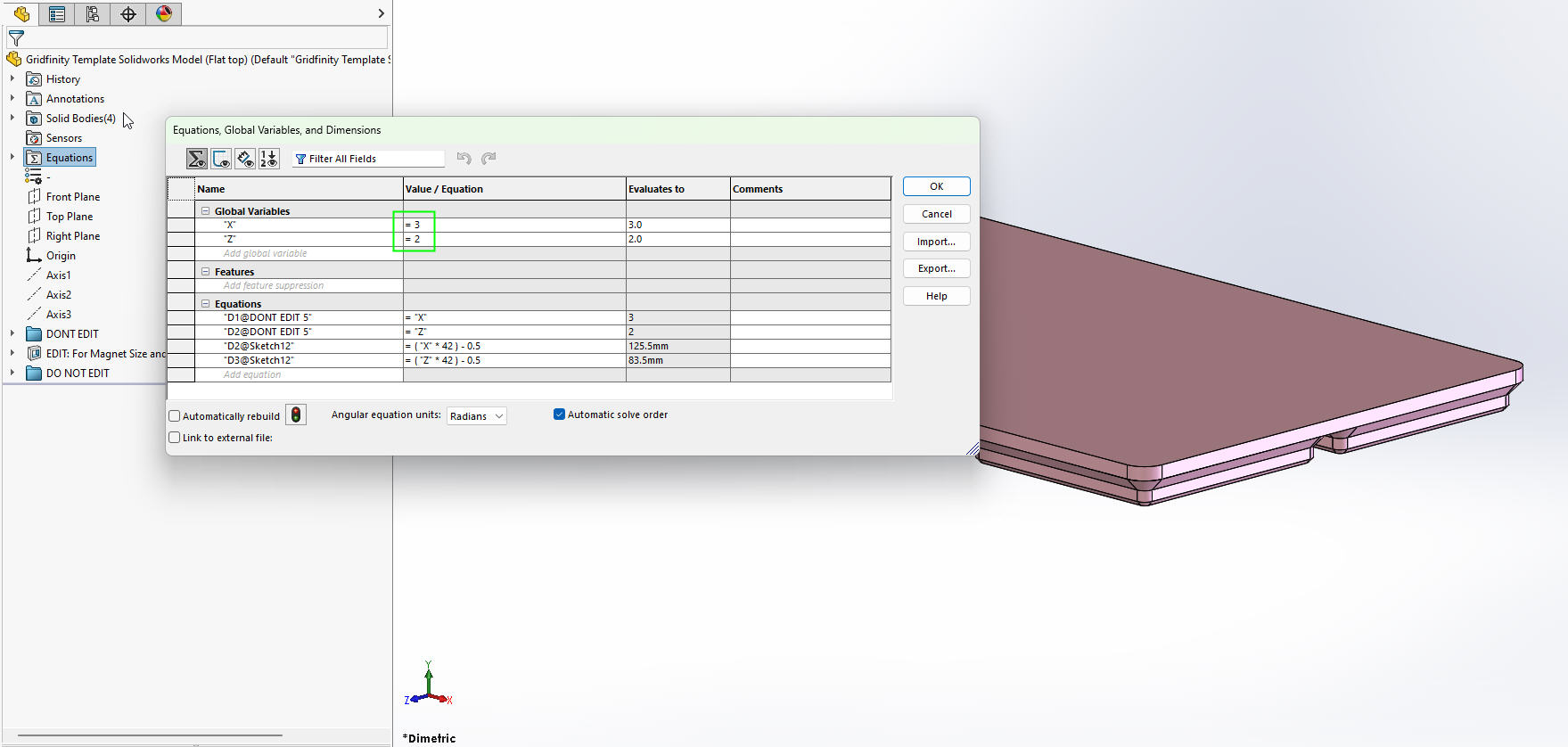 Gridfinity: SolidWorks flat top model — miniatura 3