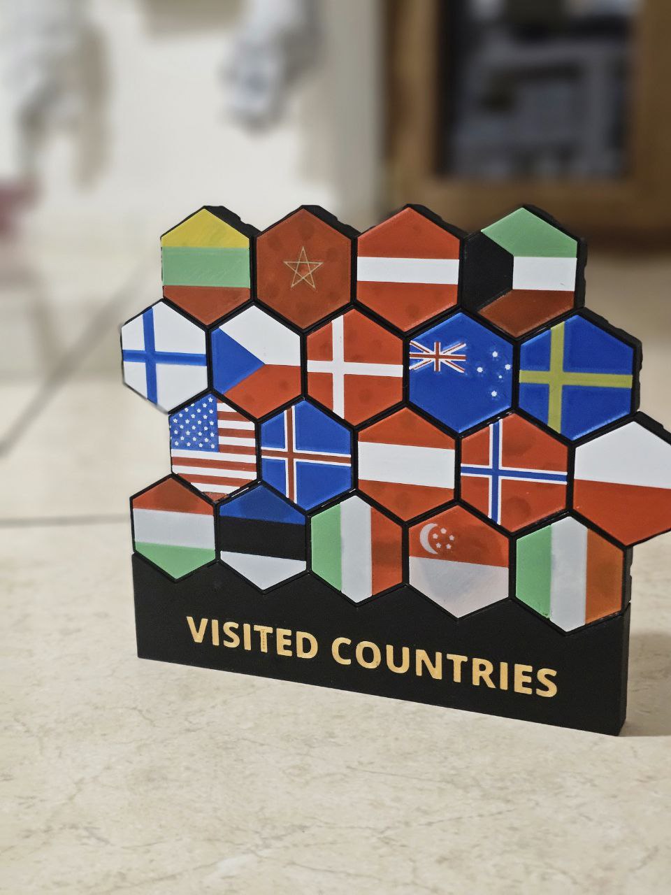 Flags for Visited Countries hex model