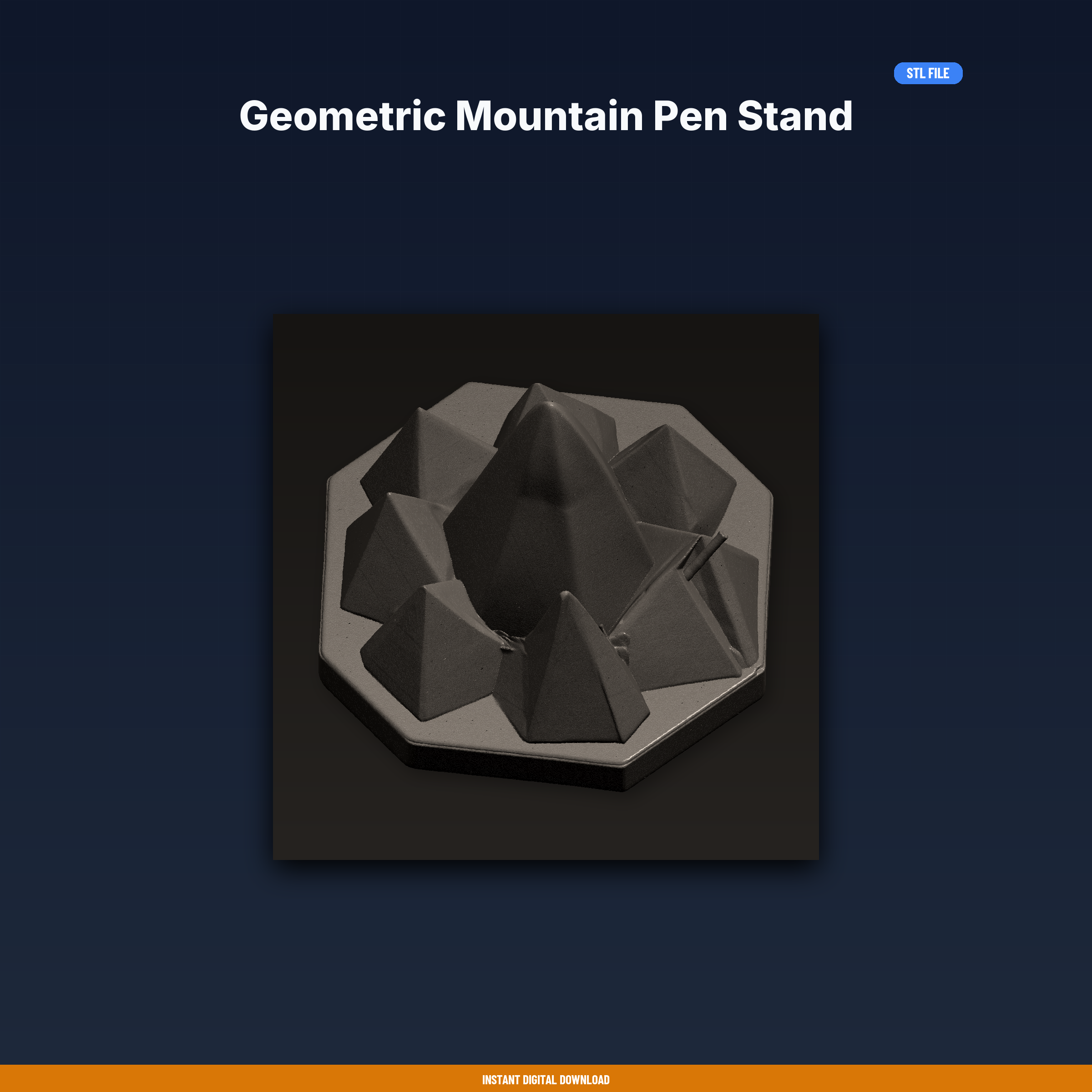 Geometric Mountain Pen Stand - 3D Printable STL File