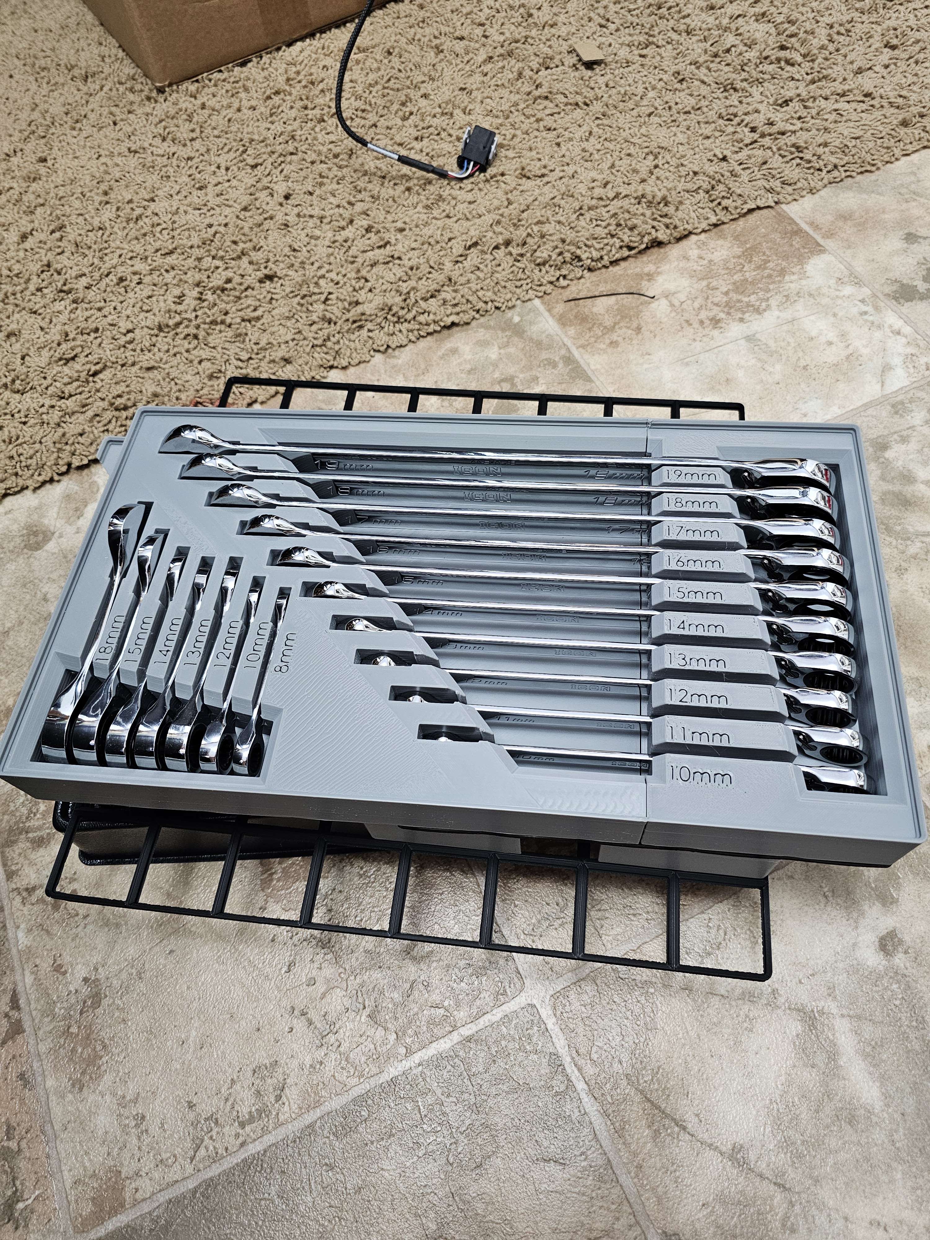 Ratcheting Wrench (Icon reversible and Pittsburgh Stubby) Gridfinity Organizer