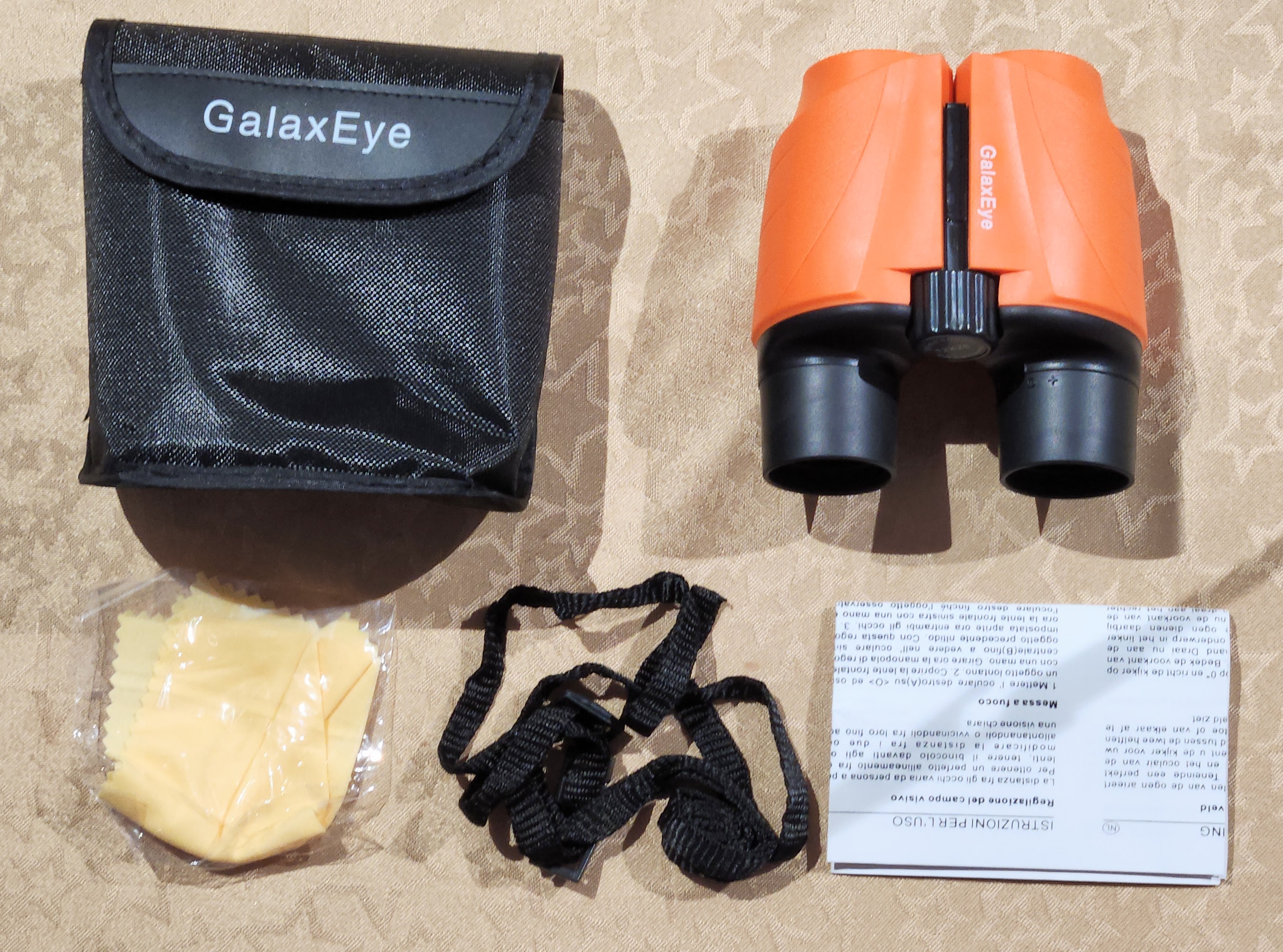 GalaxEye Compact Binoculars lens dust caps.