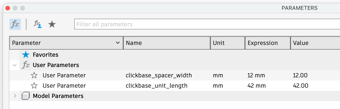 CLICKbase Spacers - parametric Fusion360 — miniatura 3