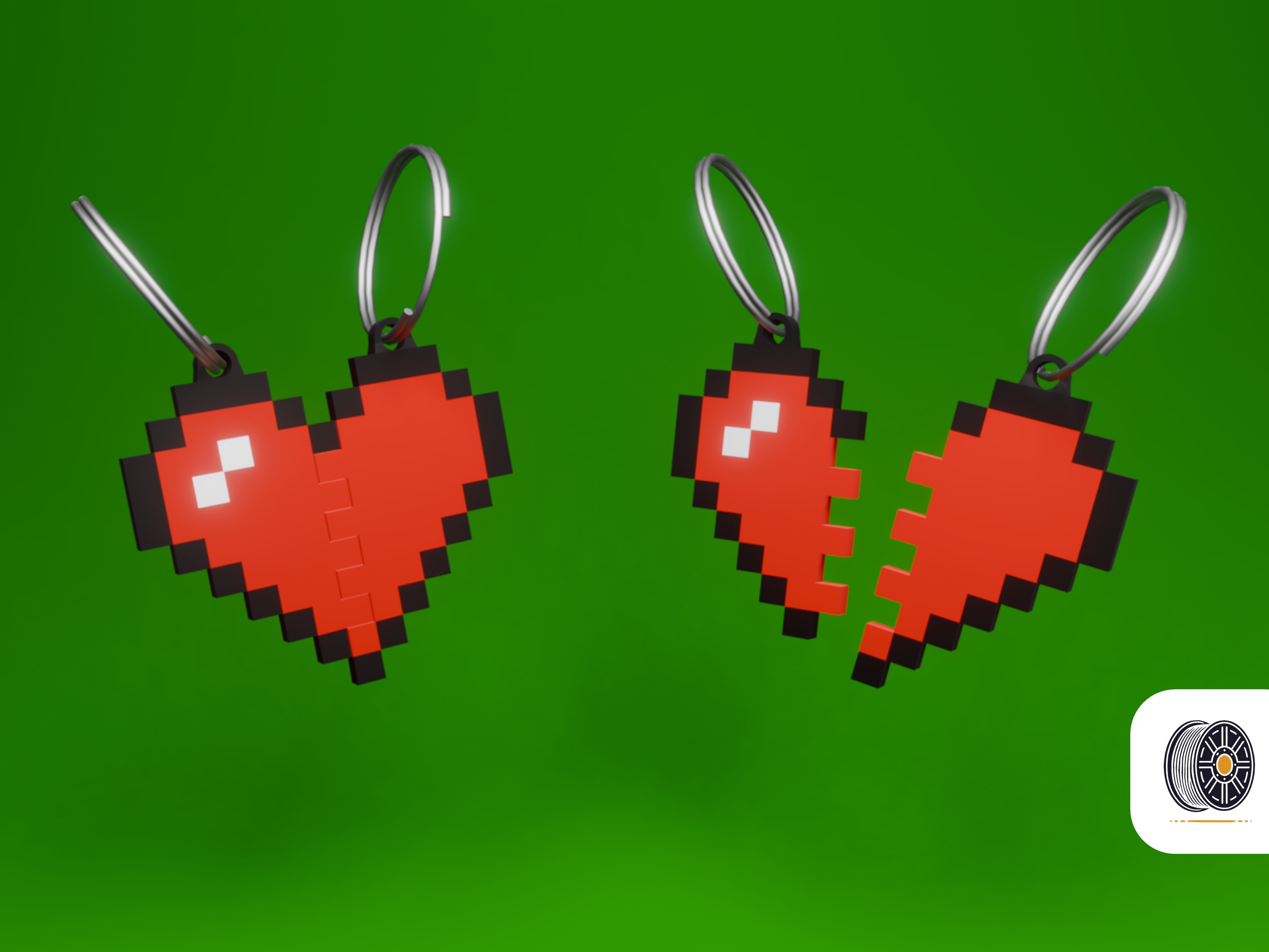 Minecraft Heart Keychains | Lovely gamer gift