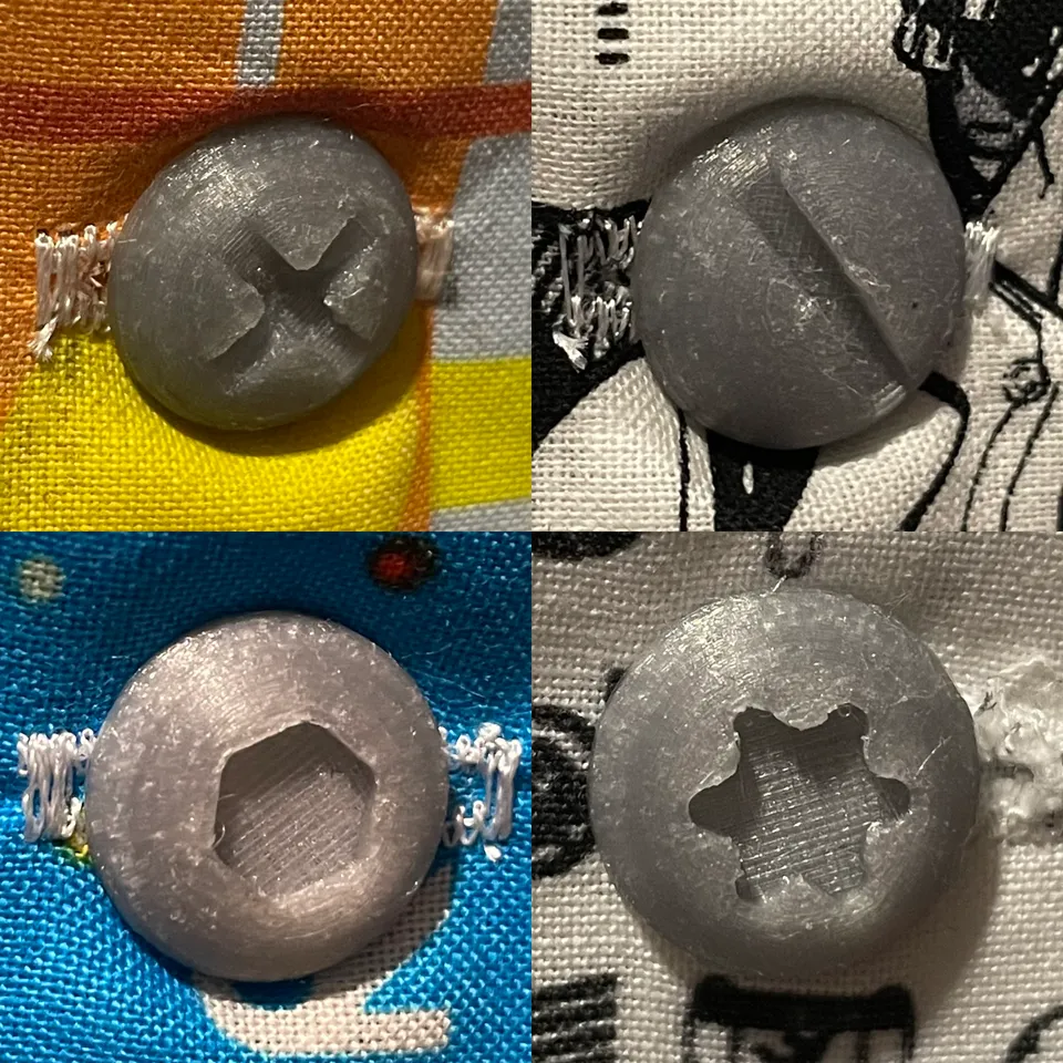 Screw store buttons caps