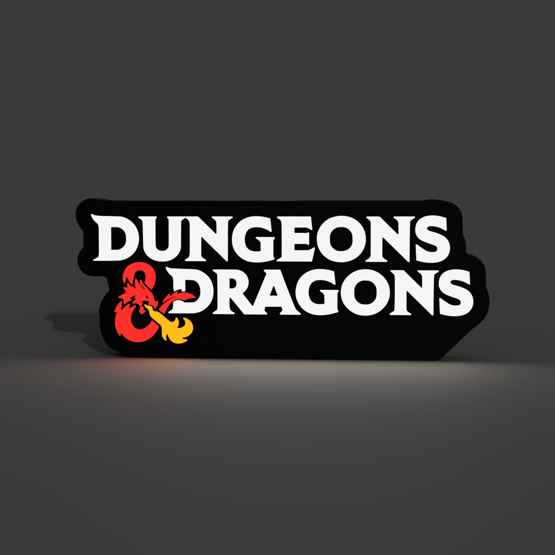 Dungeons & Dragons Logo & Dragon Lightbox LED Lamp