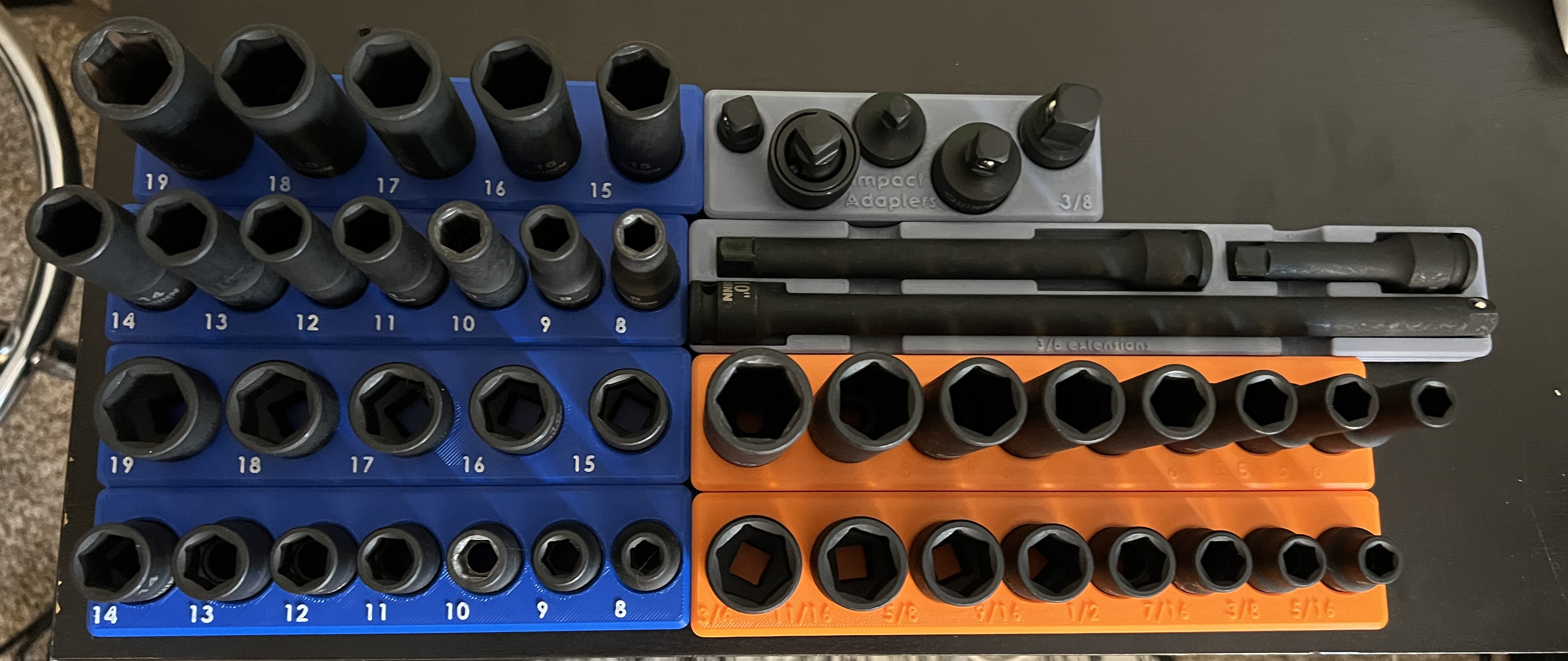 Quinn 3/8 master impact socket set gridfinity holders