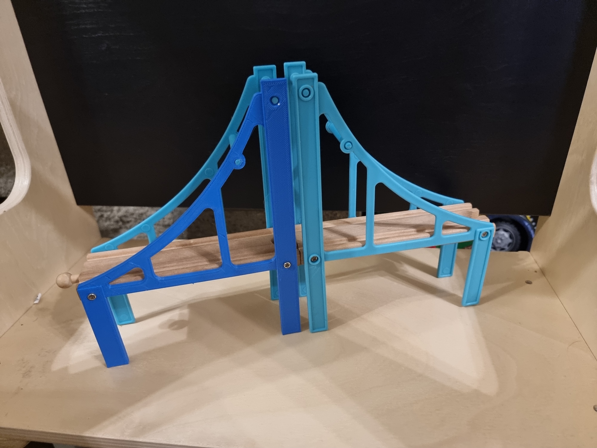 wood train bridge sides