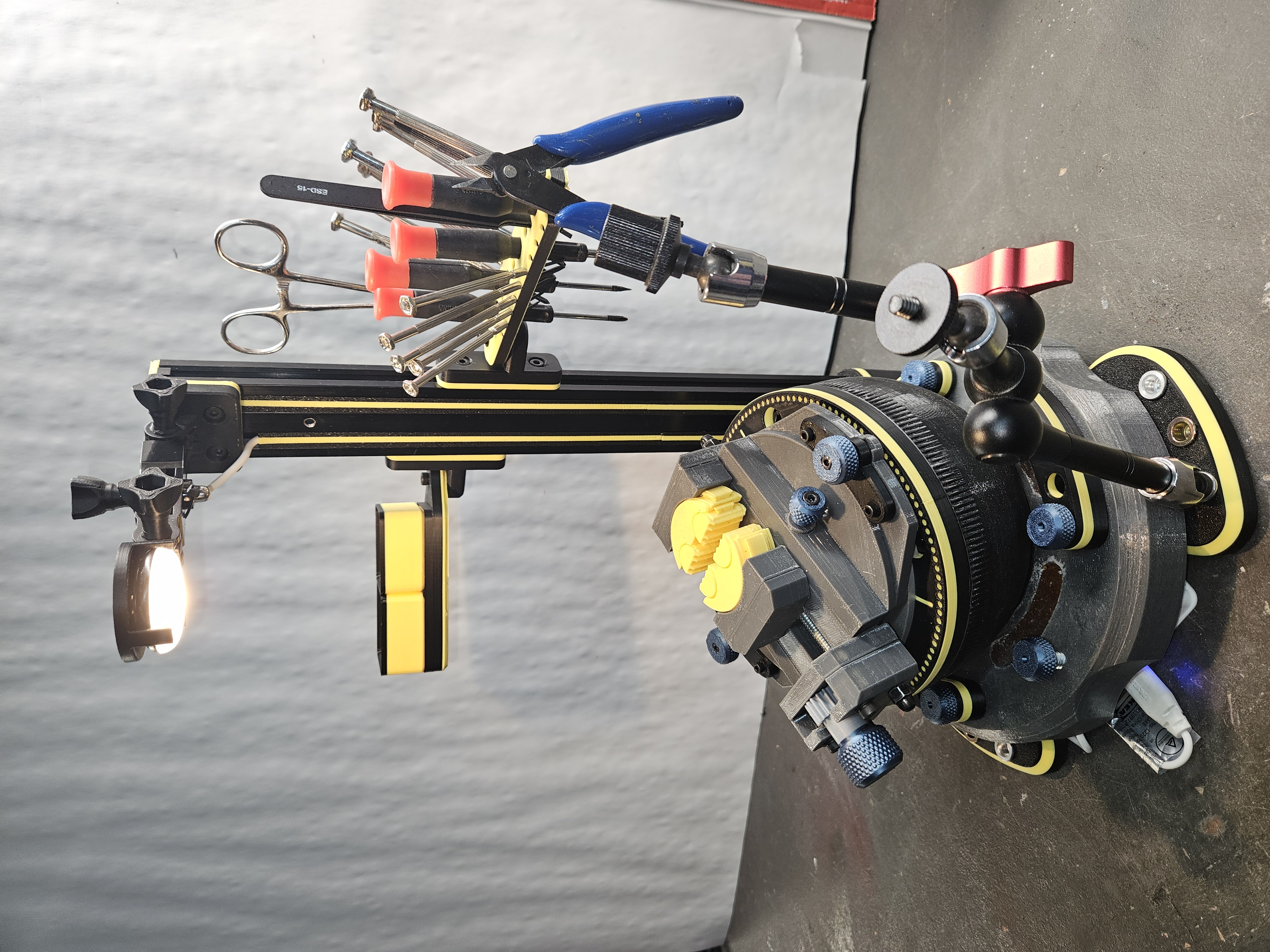 Rear rail and overhead light