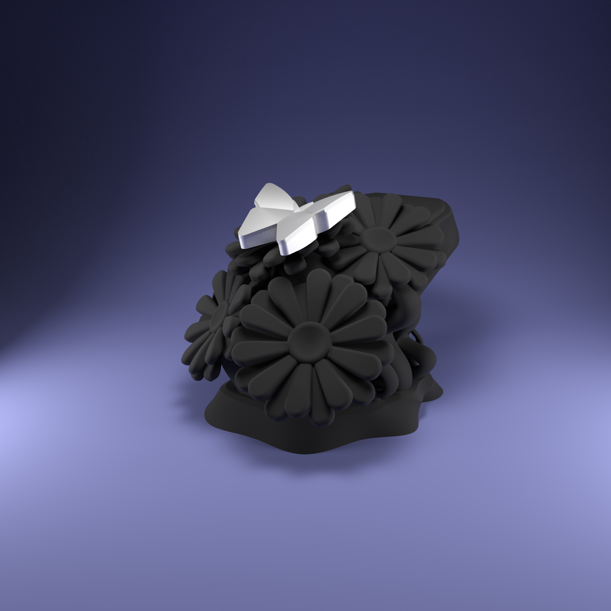Flower growing through mouse model.