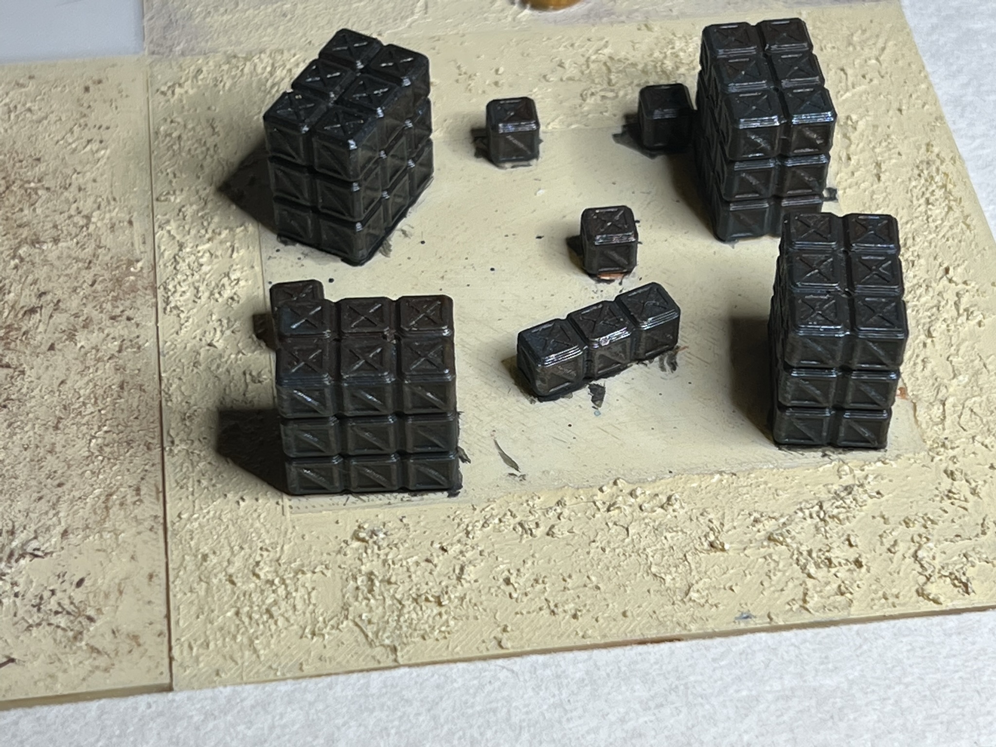 12 cm terrain tile for 6mm Wargaming - Container stacks