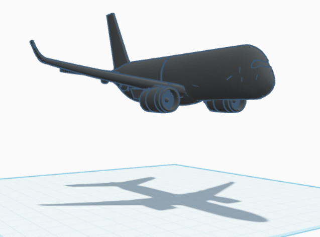 chubby airbus a350 plane 3D model thumbnail