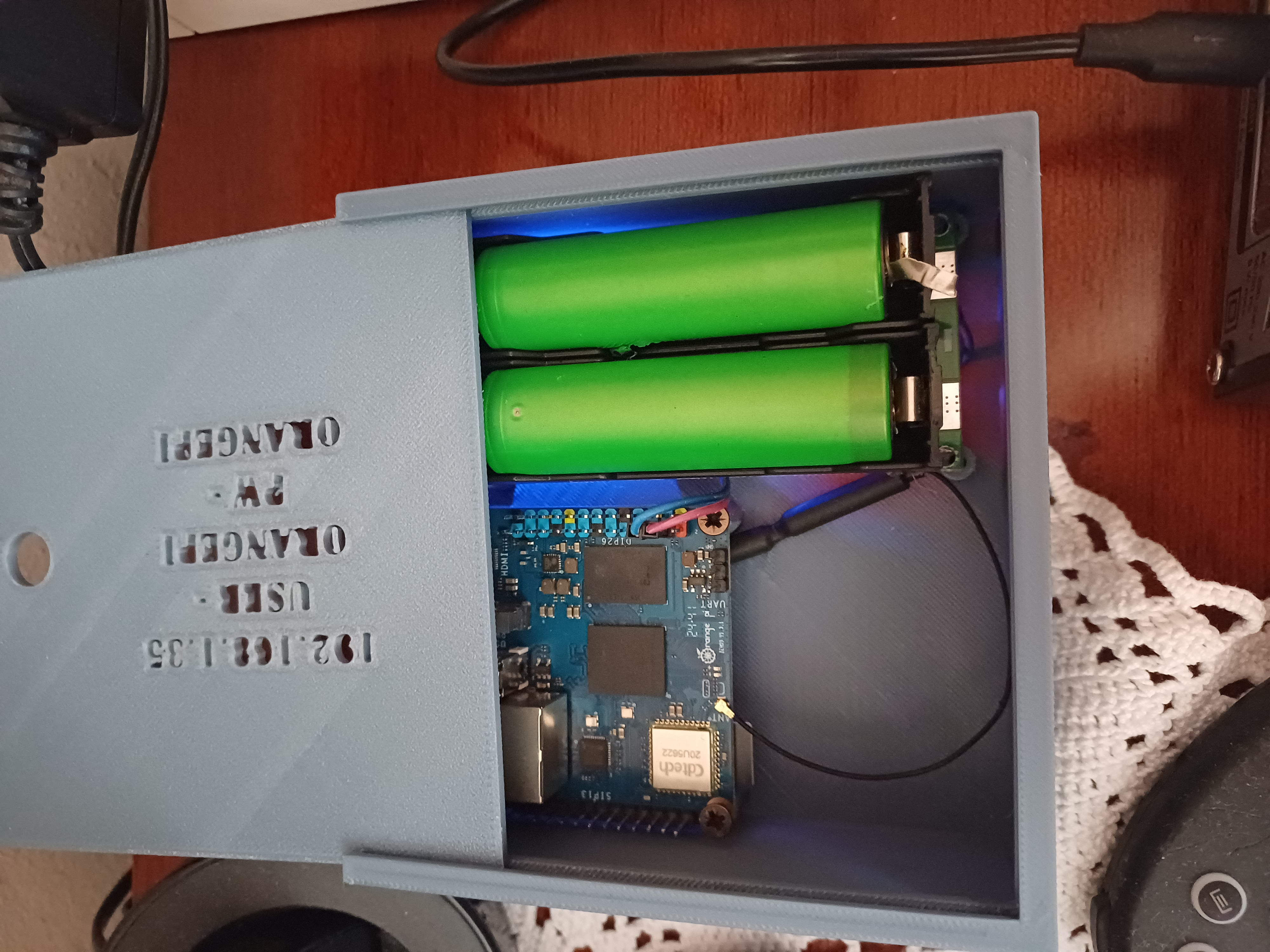 Sliding Lid Case for Orange Pi Zero 3 & 5V UPS Module with Lithium Batteries
