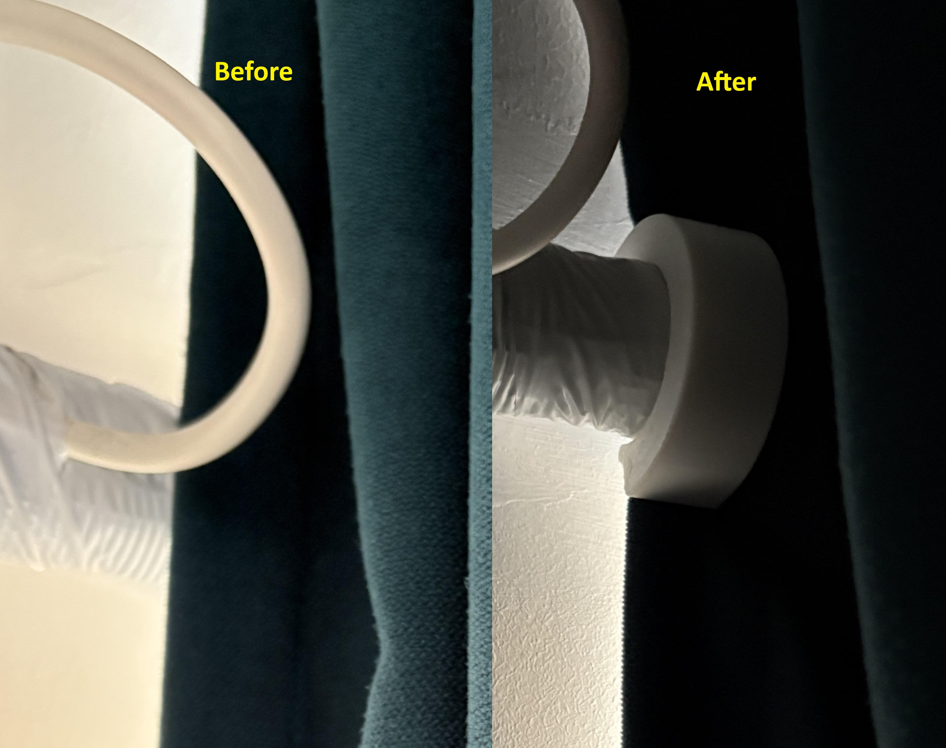 Curtain holder over pipe