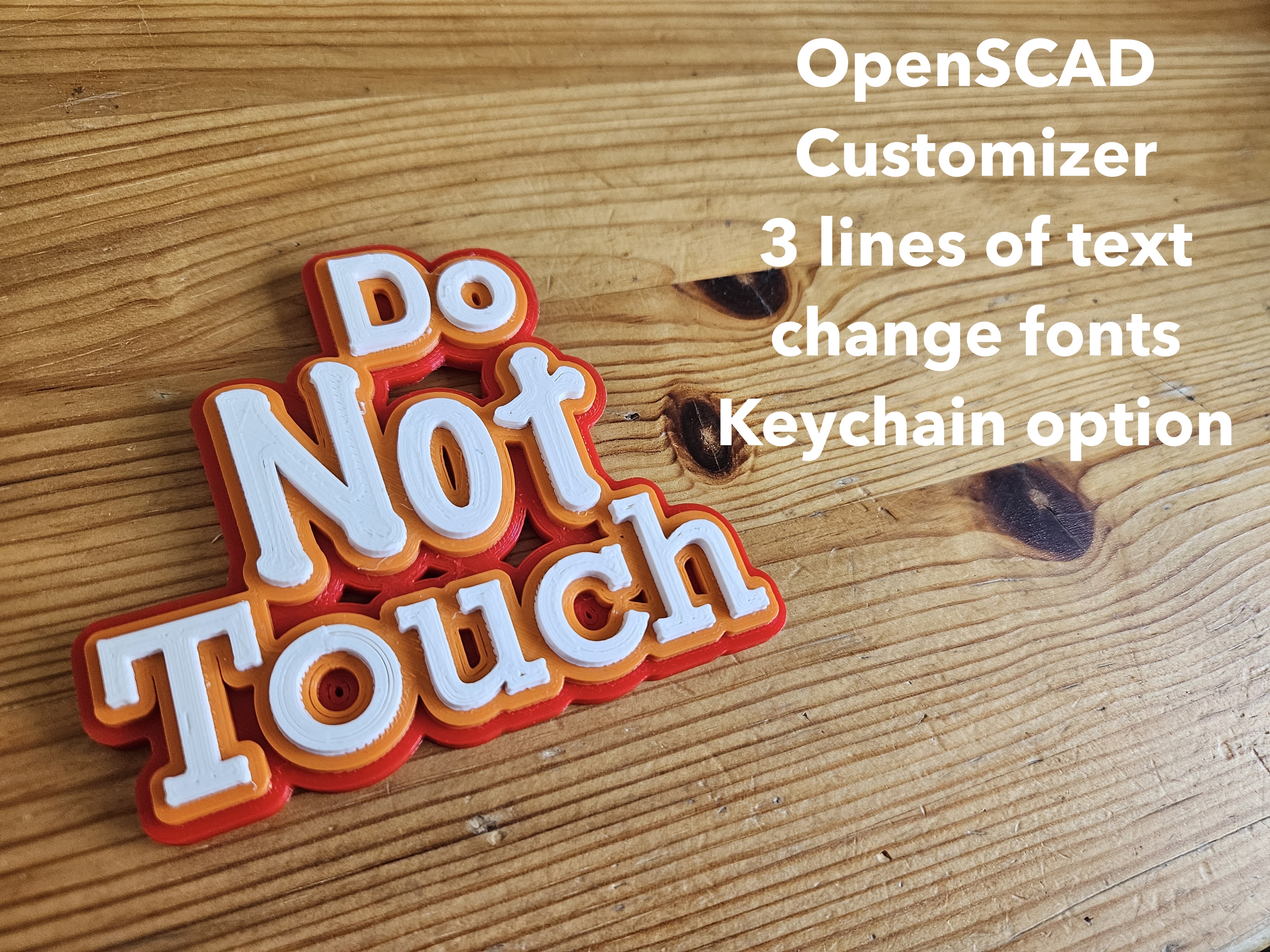Customizable name keychain / tag - Remix - 3 lines, different fonts