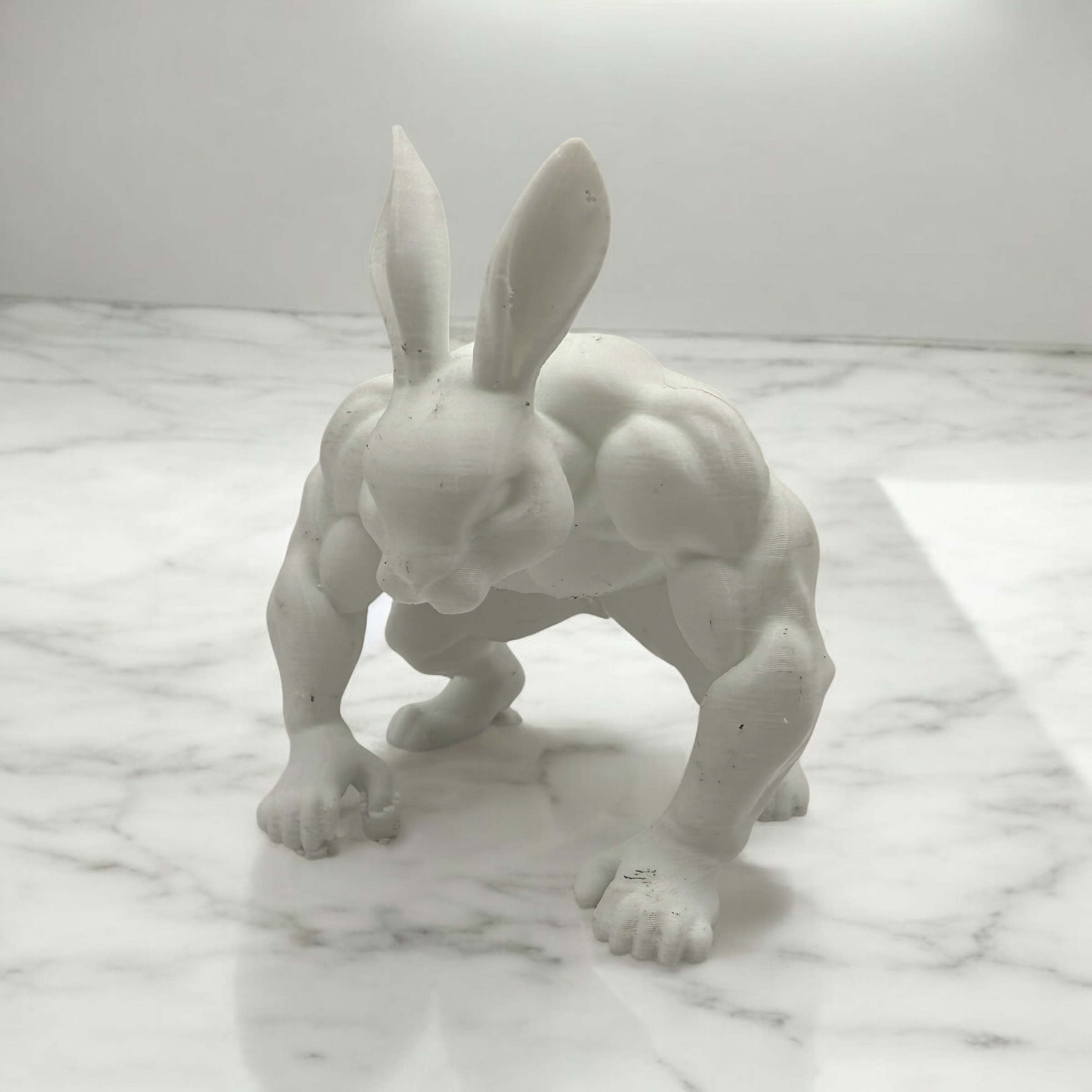 Muscular Bunny Figurine – Unique Decor Piece