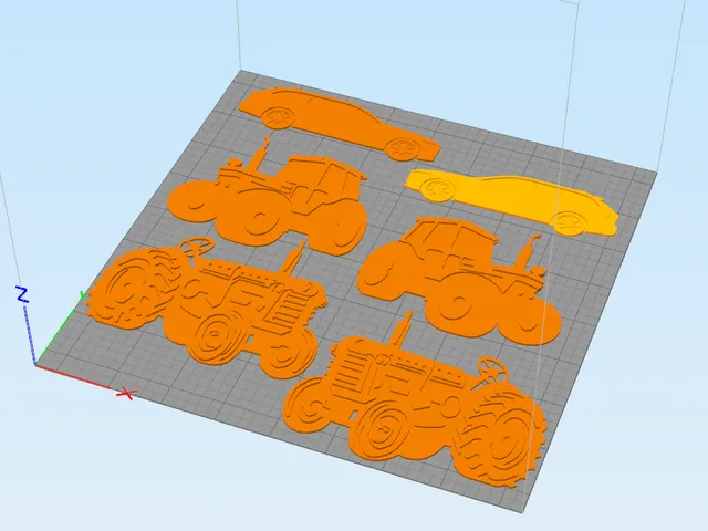 Wallstickers / Glow in the dark - Tractors and Car