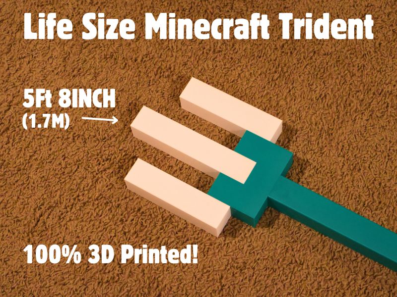 Life Size Minecraft Trident (100% Printed) 3D model