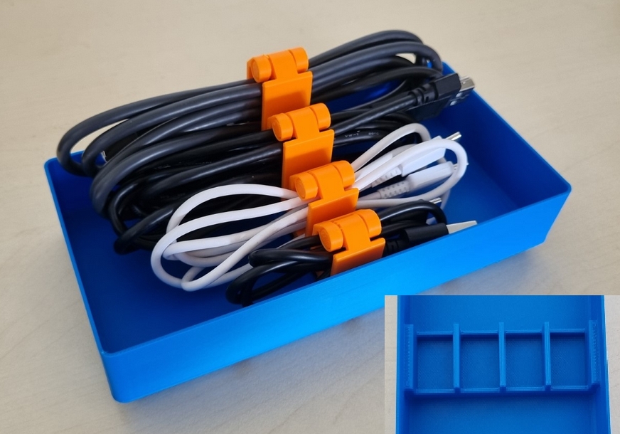 Gridfinity 2x4 Storage bin for Cable Organizer / Clip