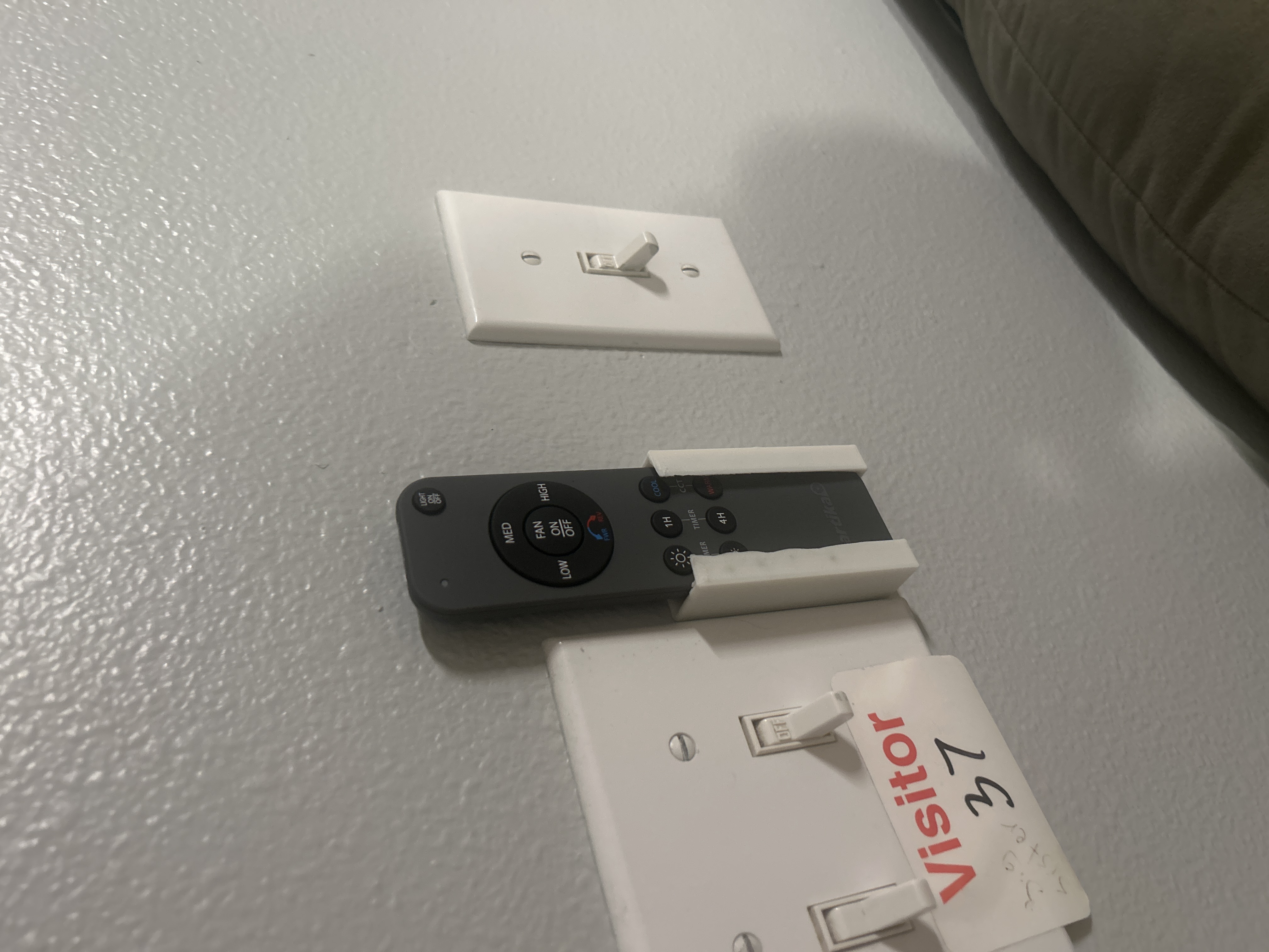 Fan remote holder.