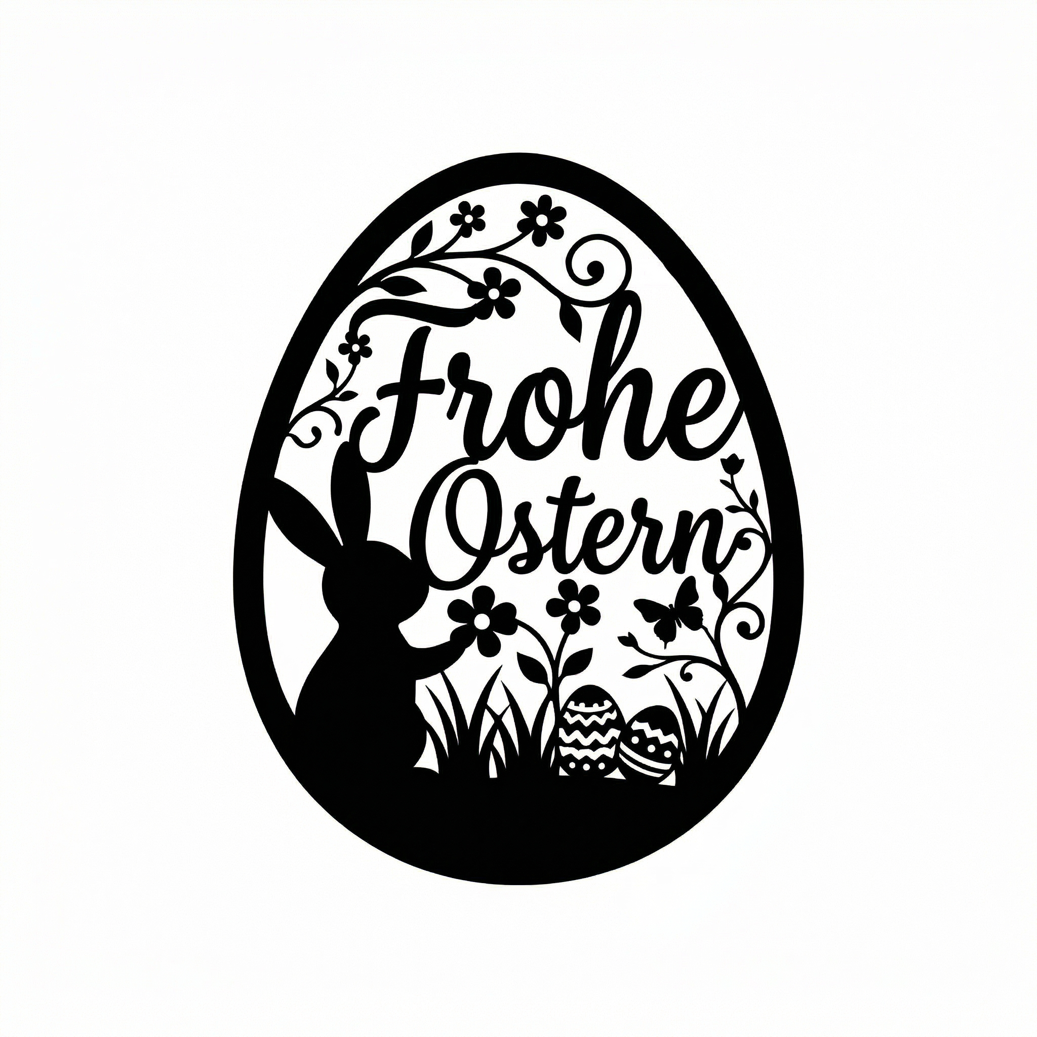 Frohe Ostern – Hasen-Ei-Silhouette