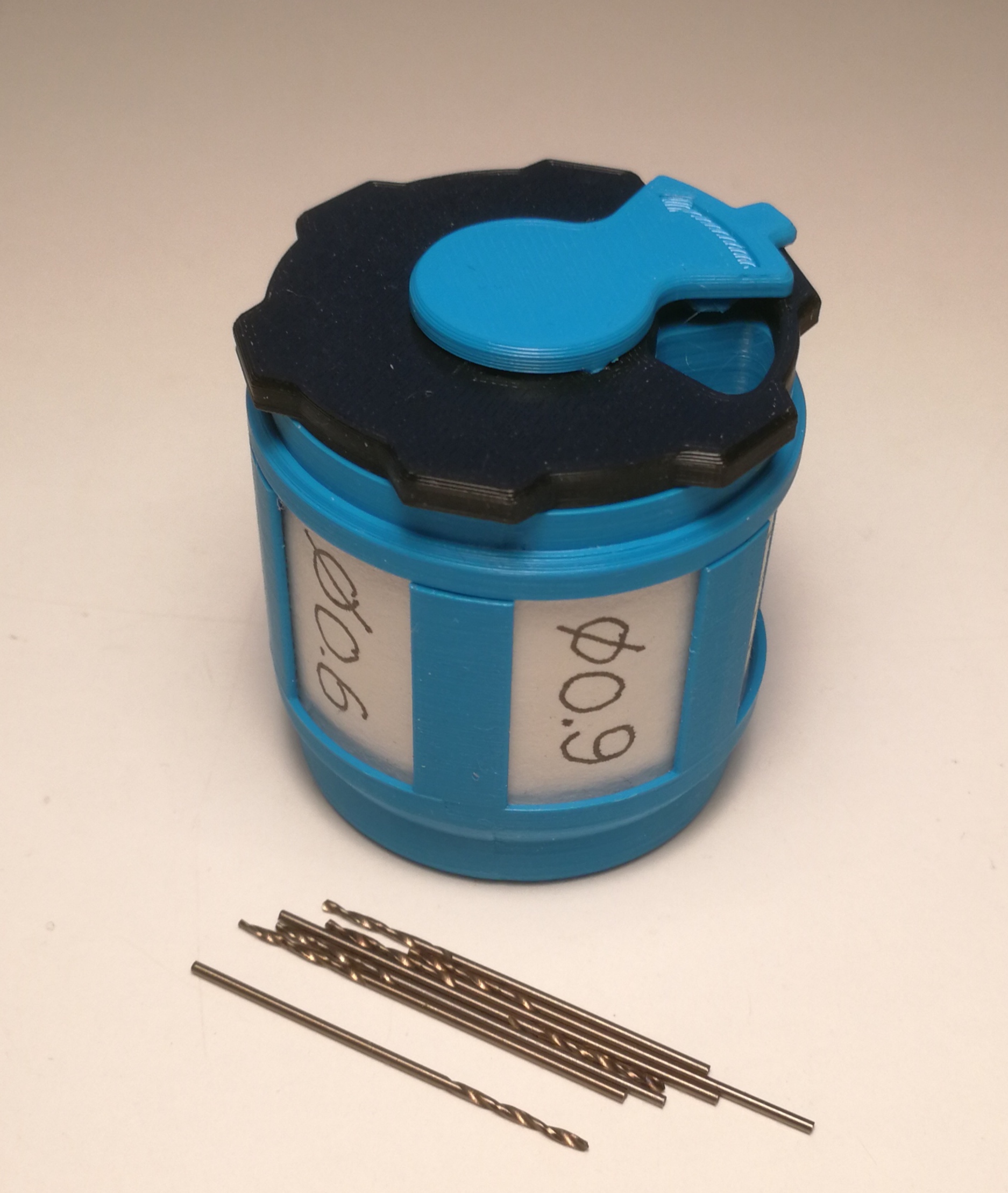 Storage container for tiny drill bits