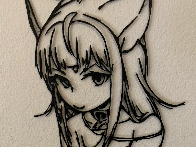 anime fox girl neko remix for print in place