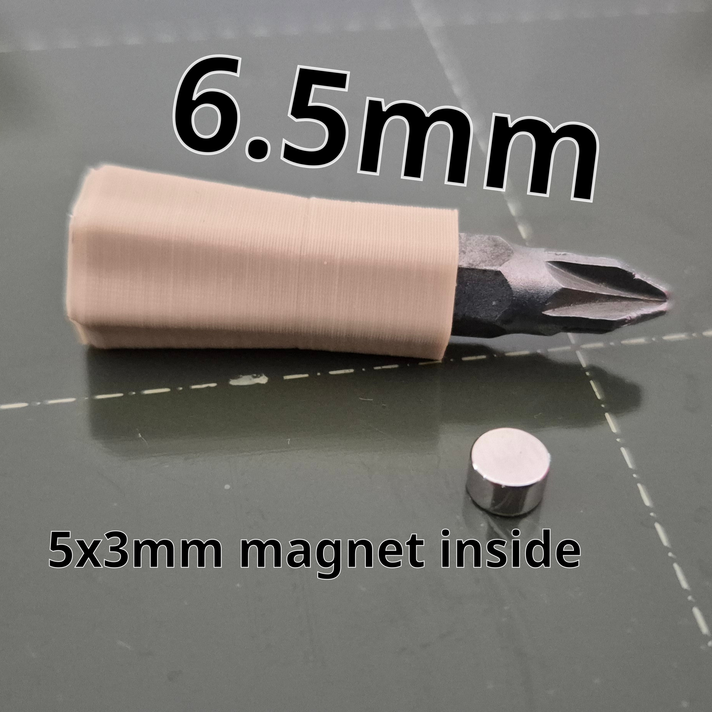 Mini 6.5mm Bit Holder with Magnetic Lock – Ultra-Compact & Easy Print
