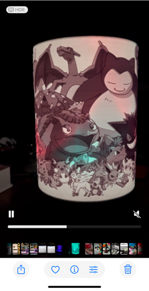 Pokemon Lithophane Lamp Adaptor for Rotating LED Base