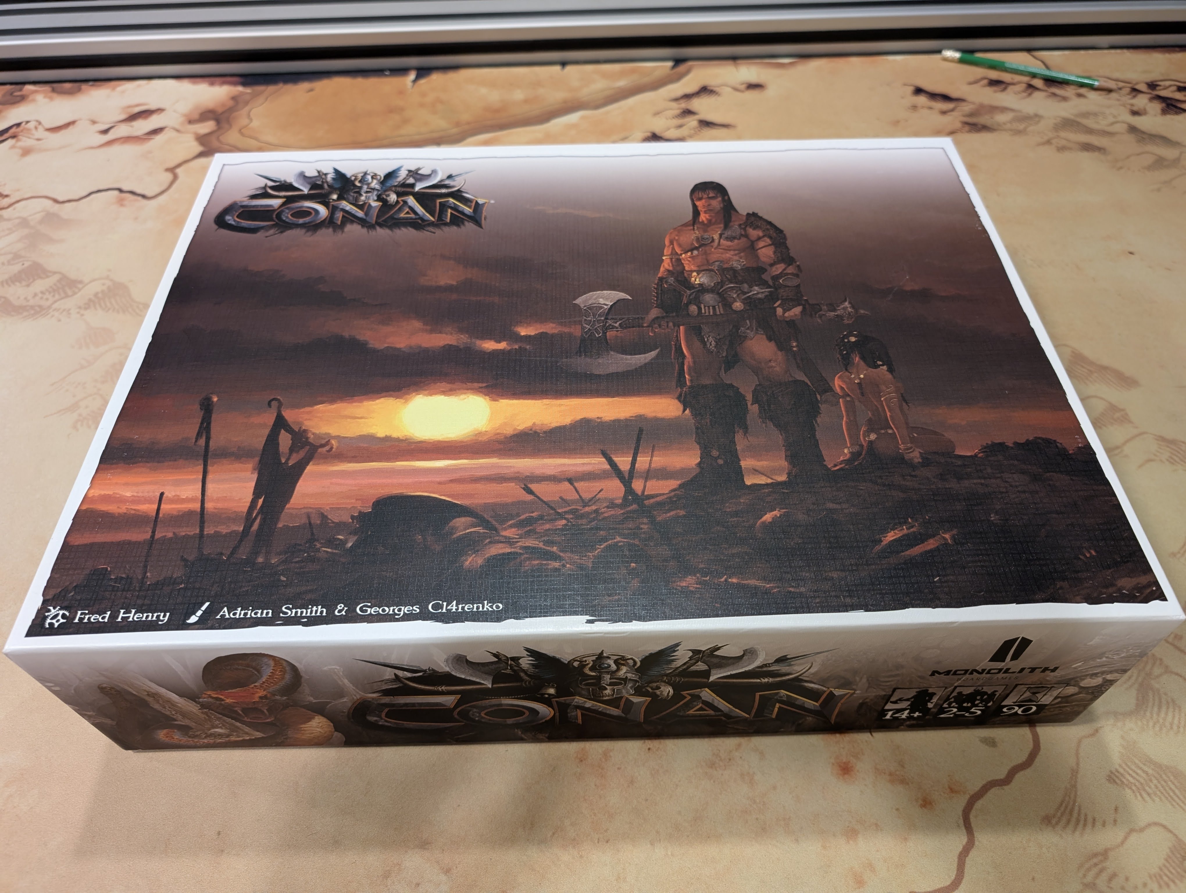 Conan (monolith) board game organizer - king/stretch/3BigE/Conqueror/Versus/Frazetta/Worms/RedNails/KushiteWHunters/Yogah - sleeved cards