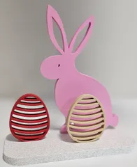Rabbit on a stand, decoration. Easter eggs