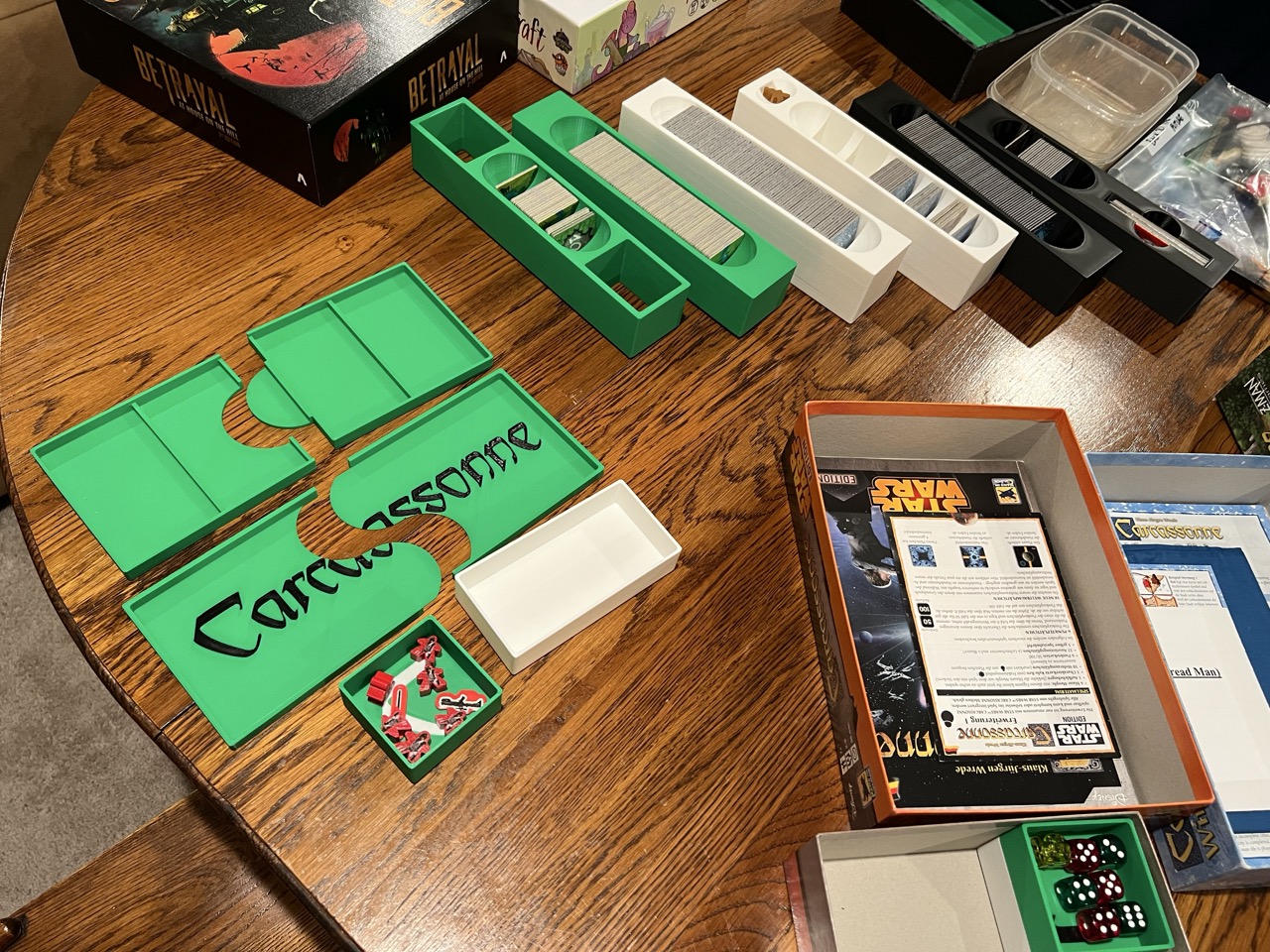 Modular Carcassonne Storage / Insert / Organizer system (Star Wars, Winter, Hunters and Gatherers, Mists over Carcassonne, Amazonas)