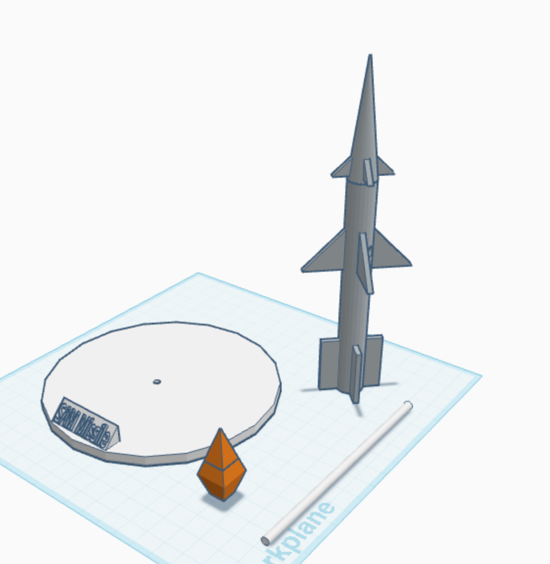 Surface-To-Air Missile Model with Stand and Afterburner