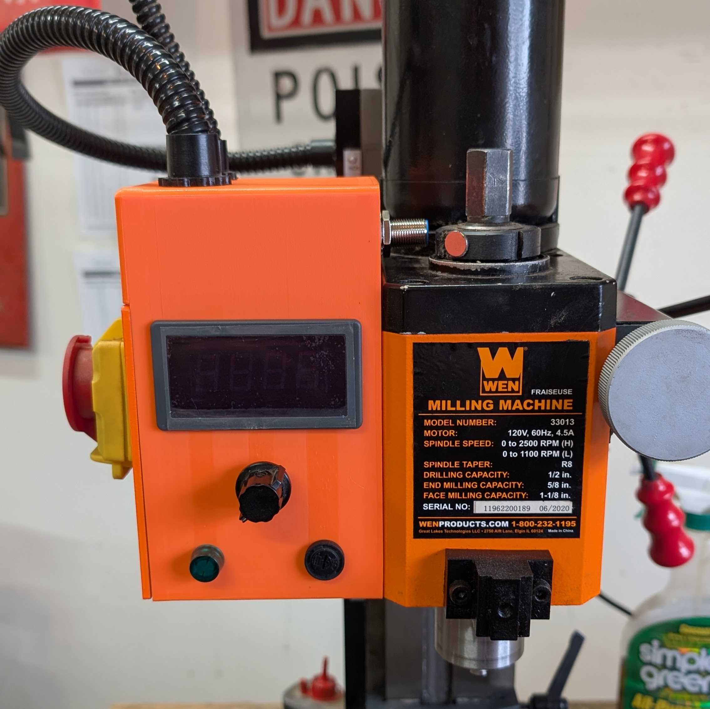 Wen 33013 Manual Mill Controls Box With Cutouts For Tachometer Display And Probe