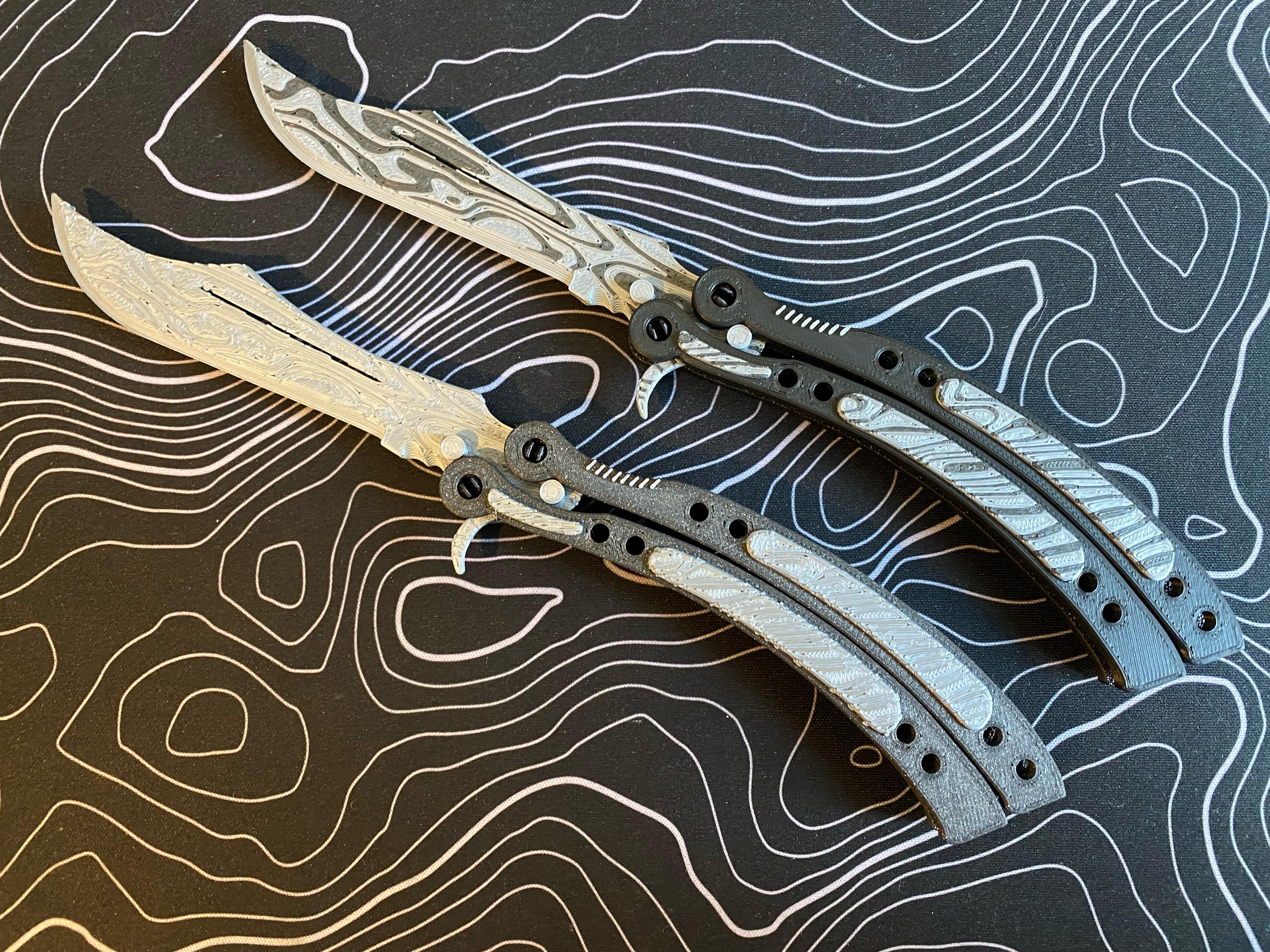 Damascus Steel Butterfly Knife Counter-Strike
