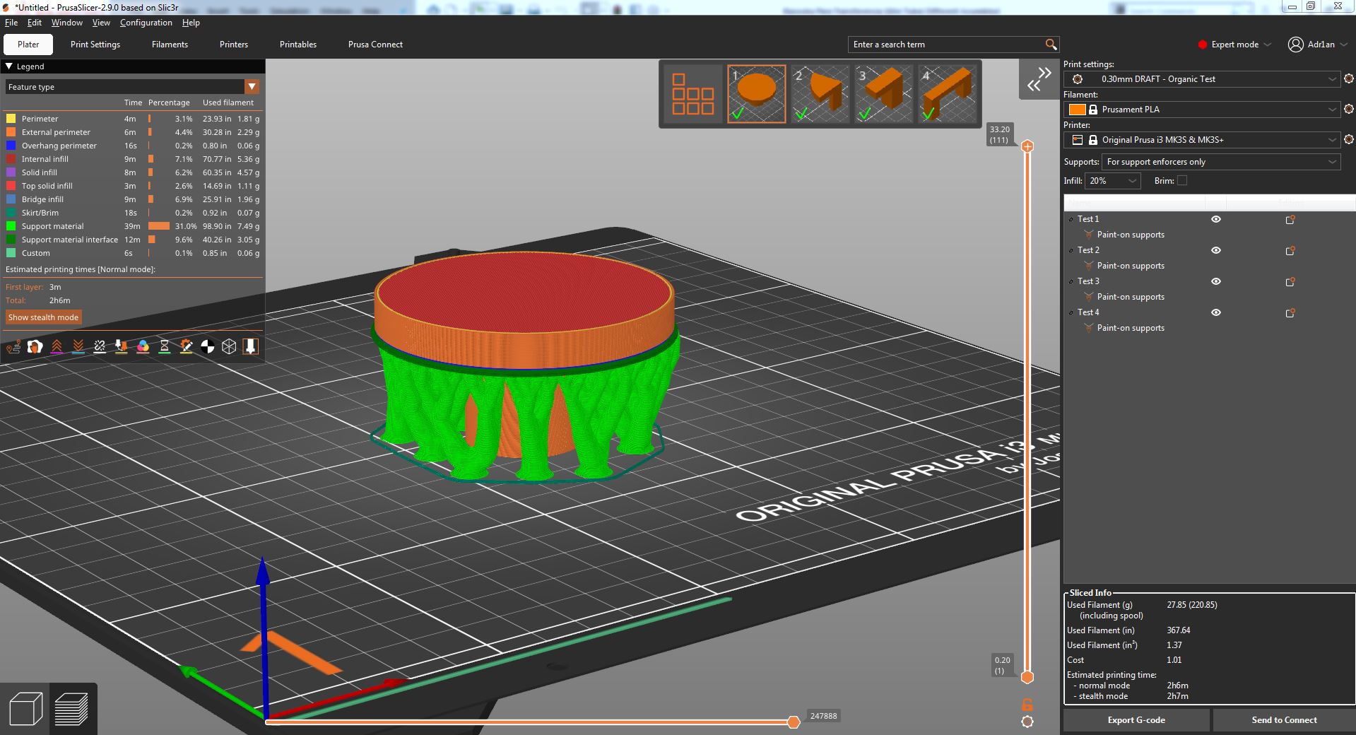 Support Material Test