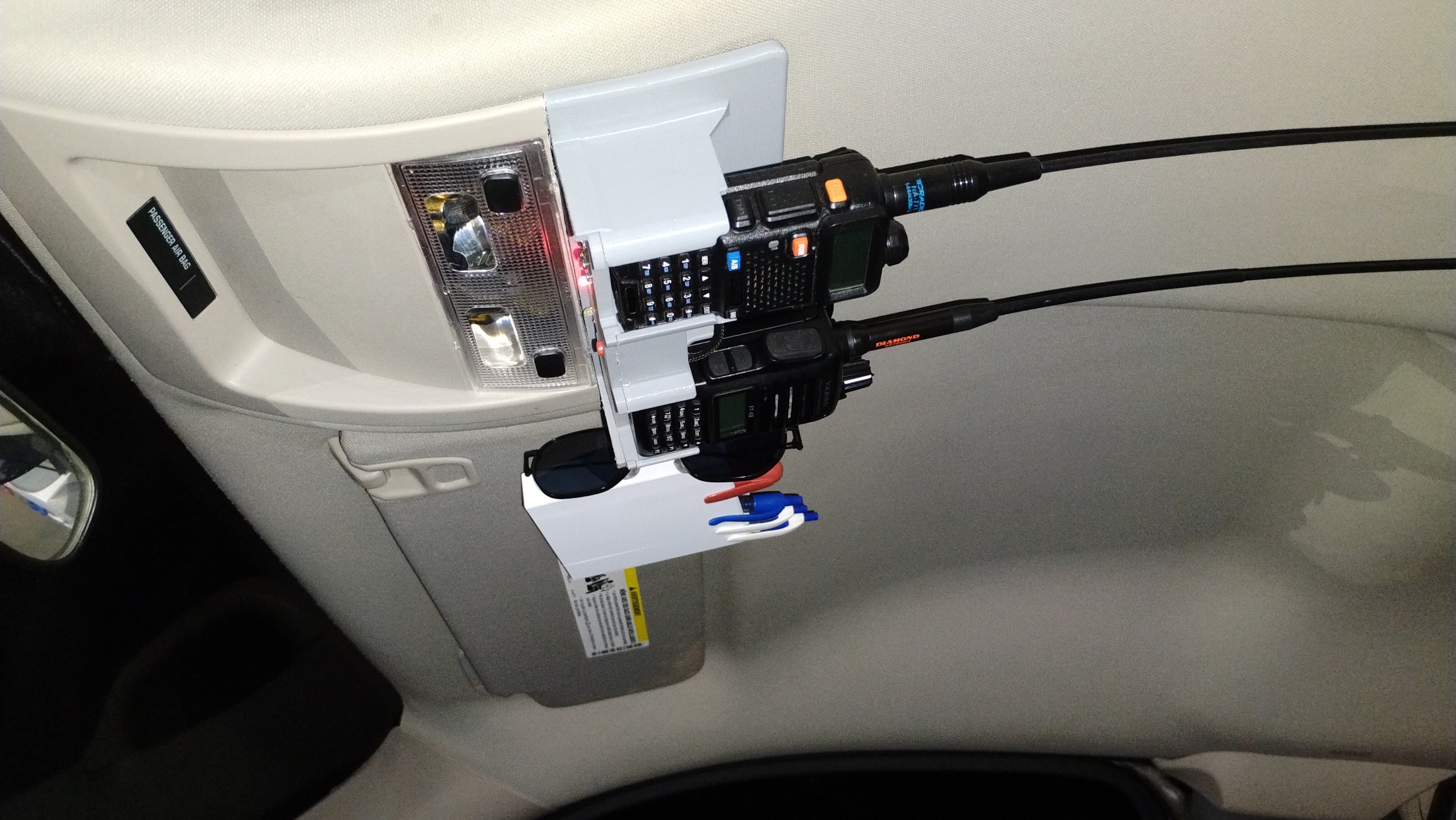 Yaesu FT-4X Baofeng UV-5R Silverado overhead charging console