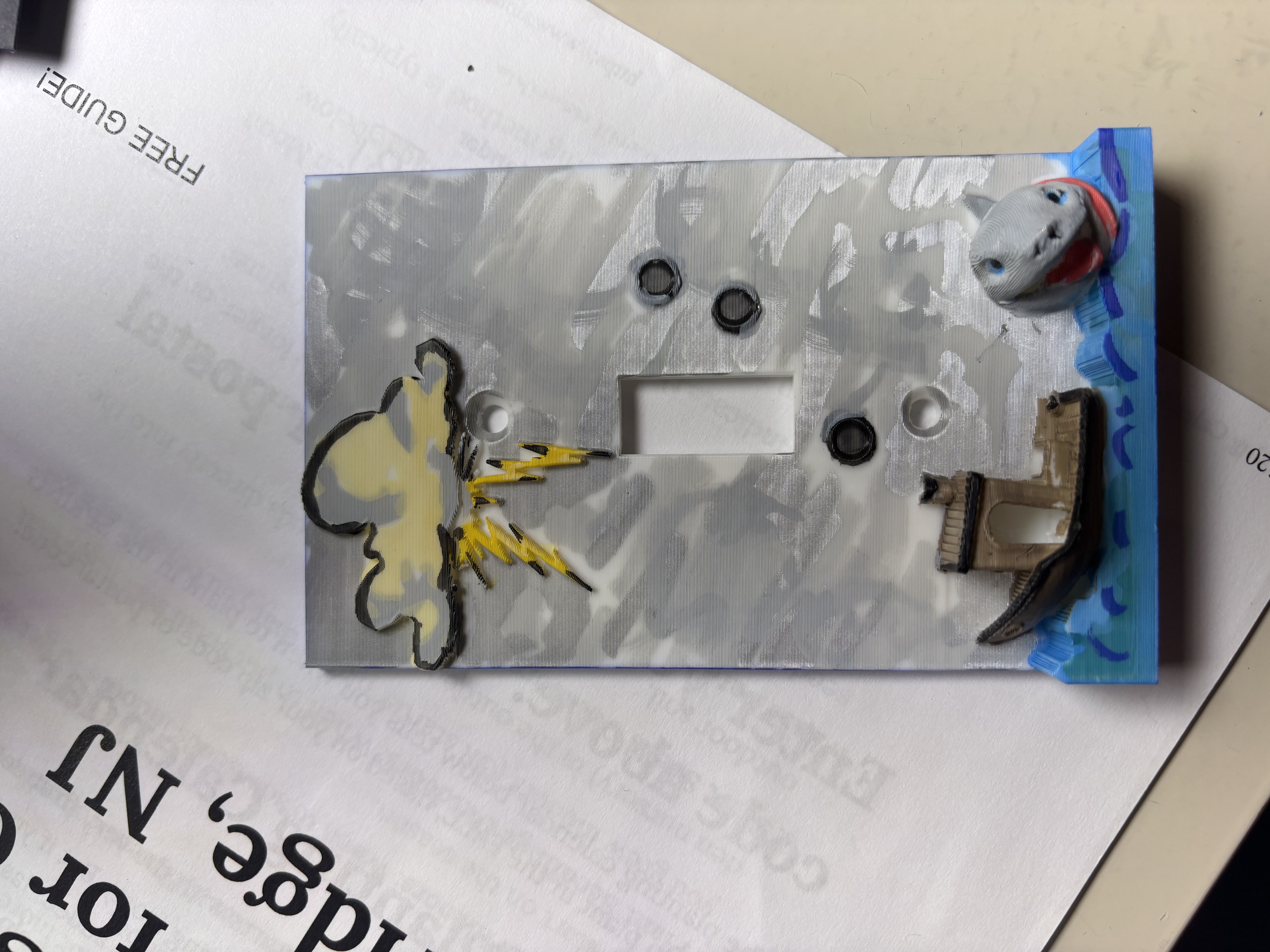 Benchy and jeff the shark light switch plate 3D model thumbnail