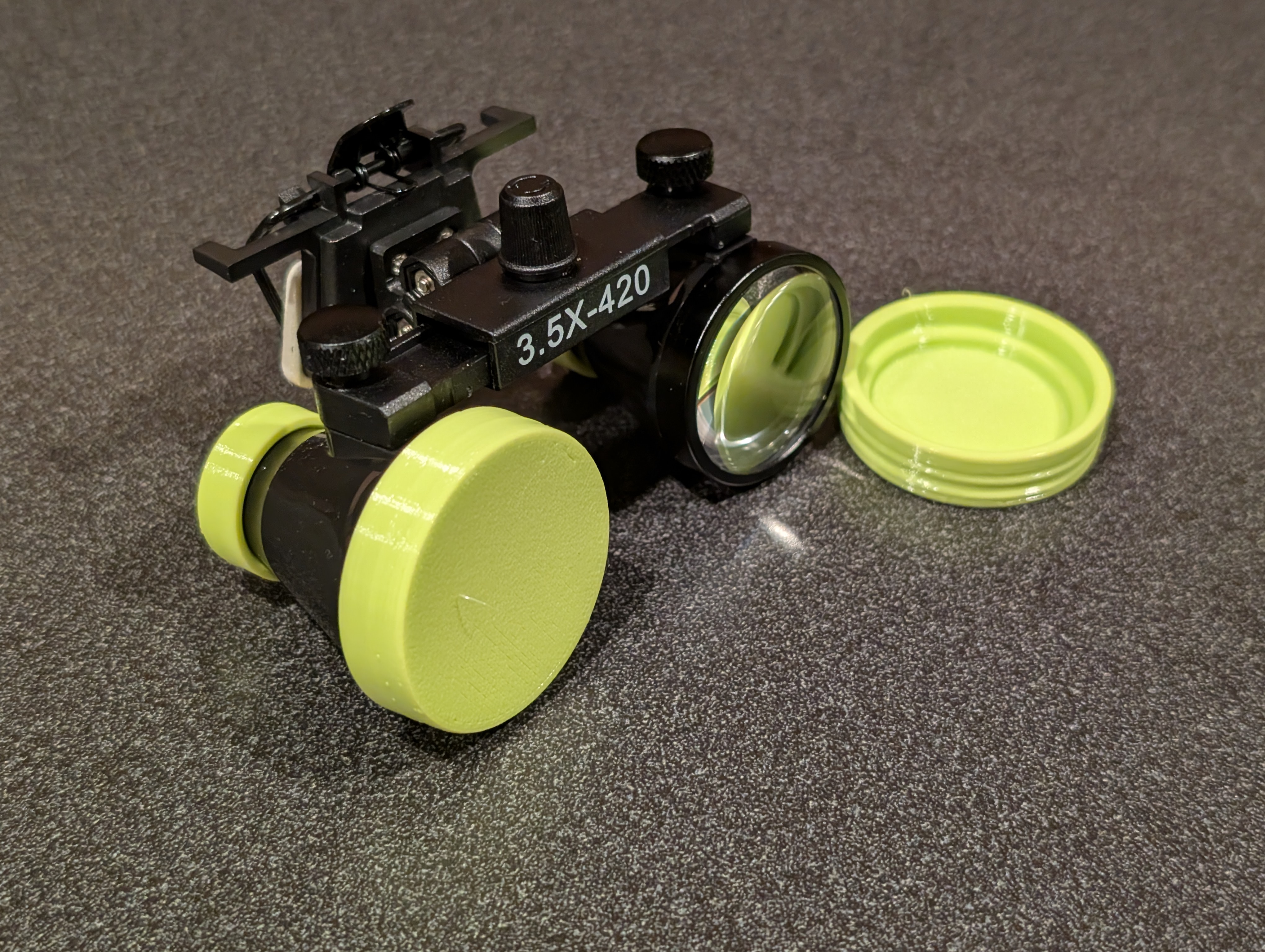 Dental loupe lens caps
