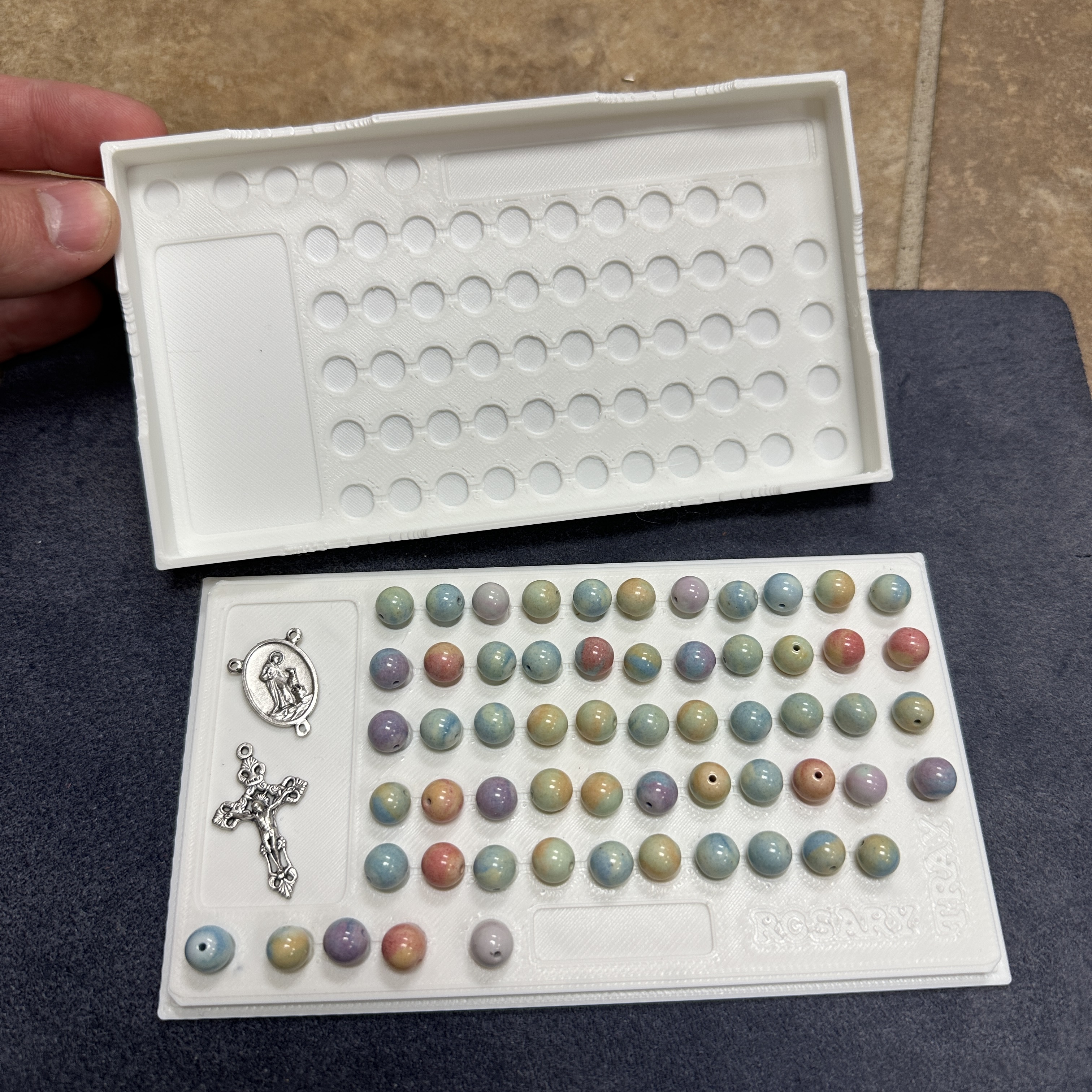 Box Version of Bead Layout Tray for Making Rosaries