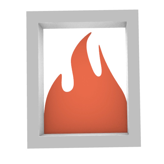 window with flames for the firehouse training toy