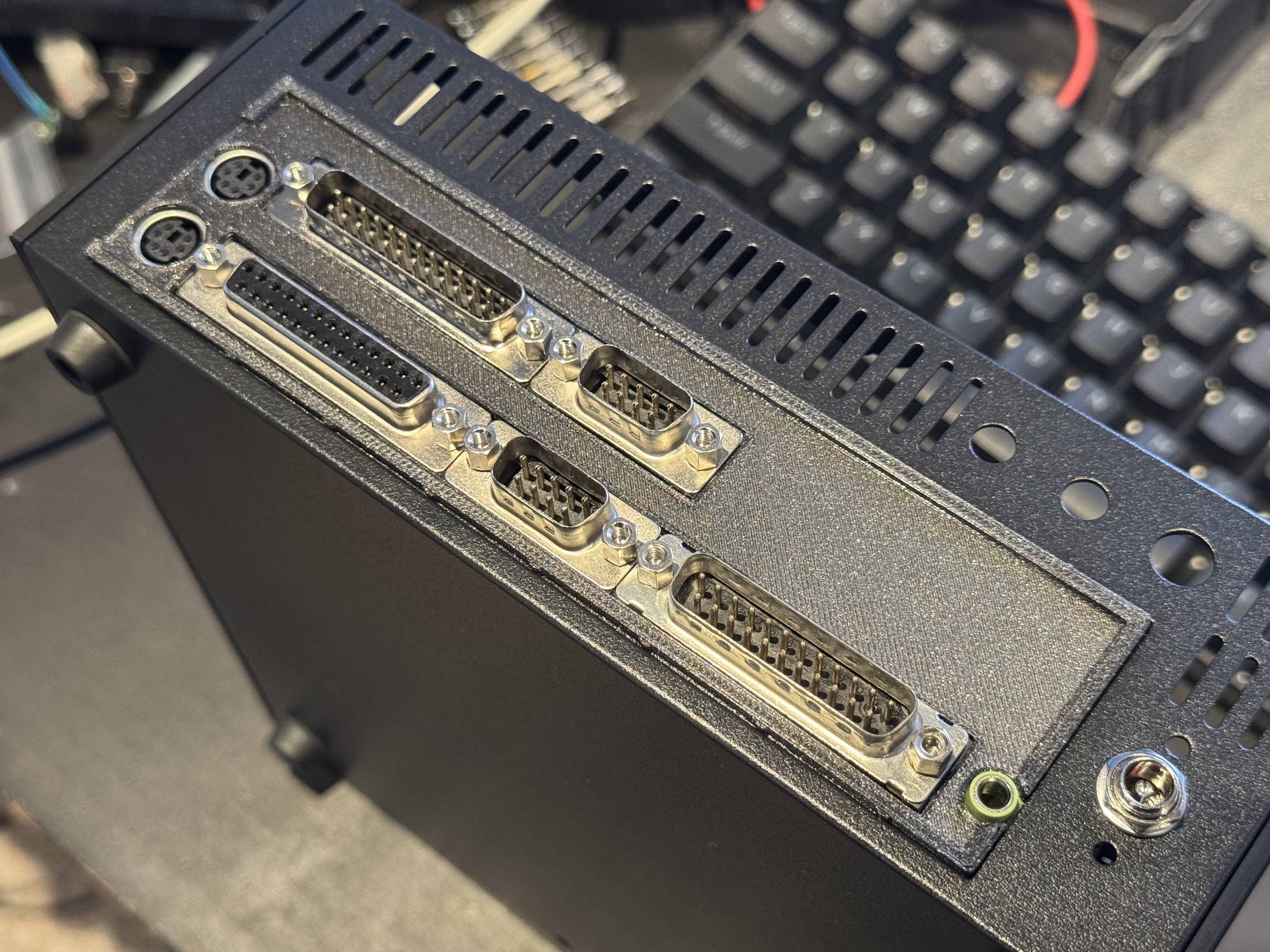 ATX I/O shield and HDMI flex mount for Enterlogic "Denise" Amiga clone motherboard