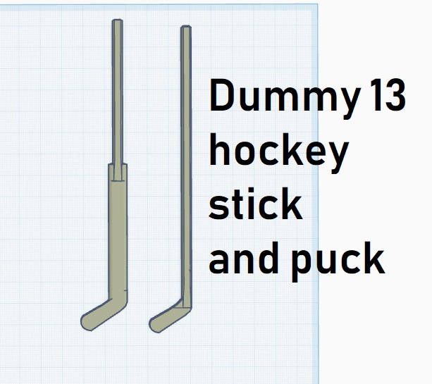 Dummy 13 hockey stick and puck