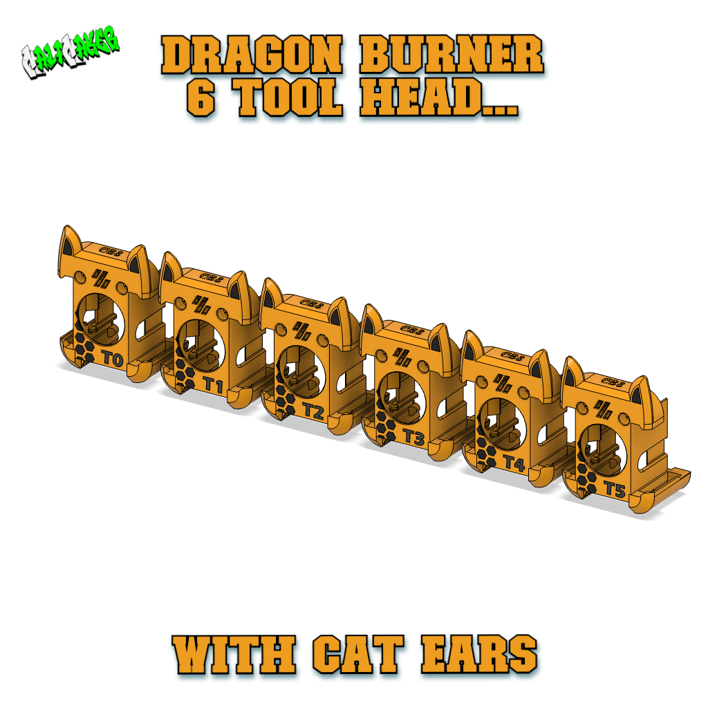 Voron Dragon Burner V8 Parts for a 6 Toolhead Machine (Cat Ears)