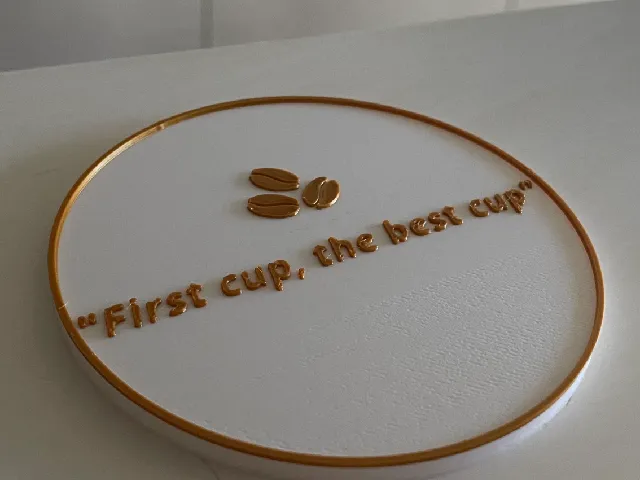 Exclusive coffee coasters with text!